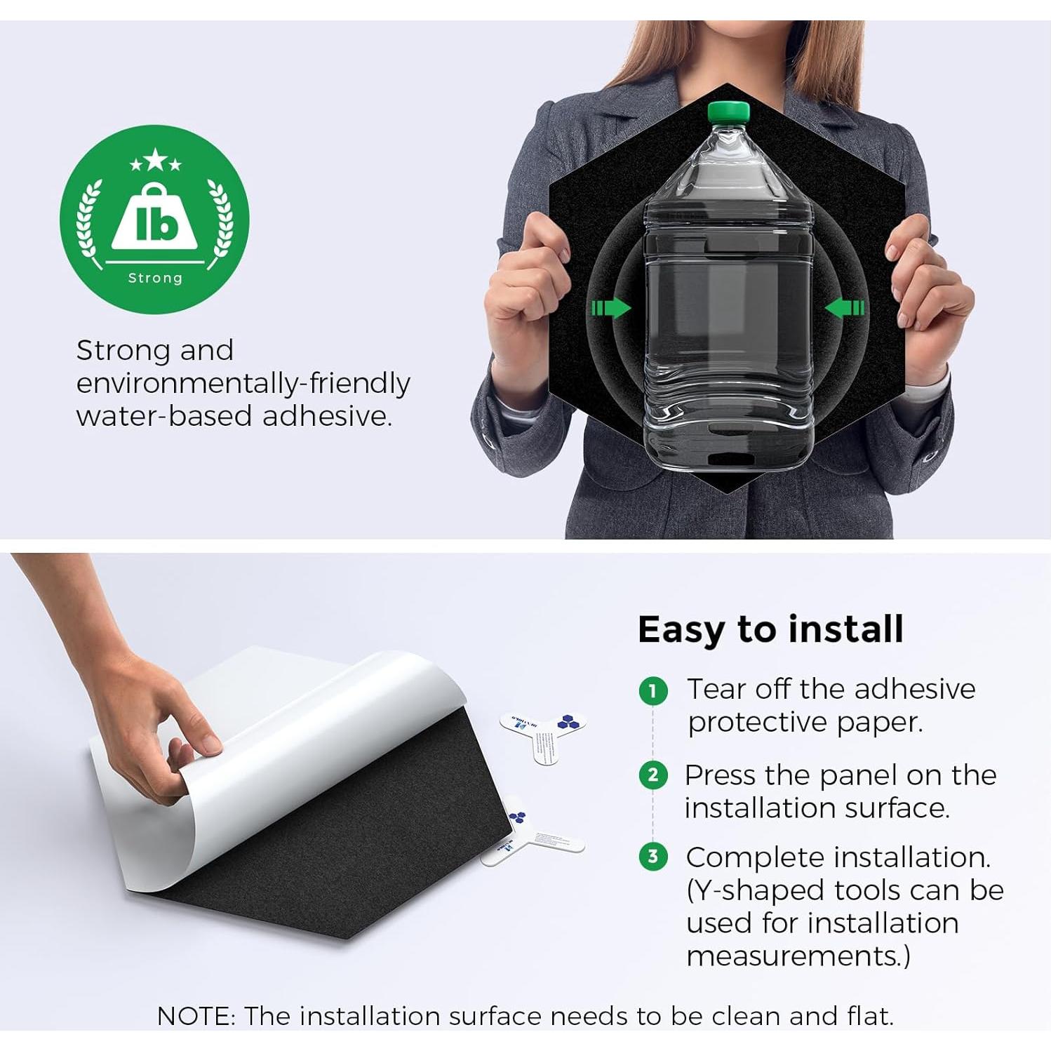 Paneles Acústicos Autoadhesivos 2da Generación 30.48x25.4cm Negro