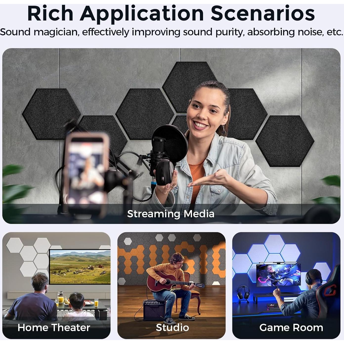 Paneles Acústicos Autoadhesivos 2da Generación 30.48x25.4cm Negro