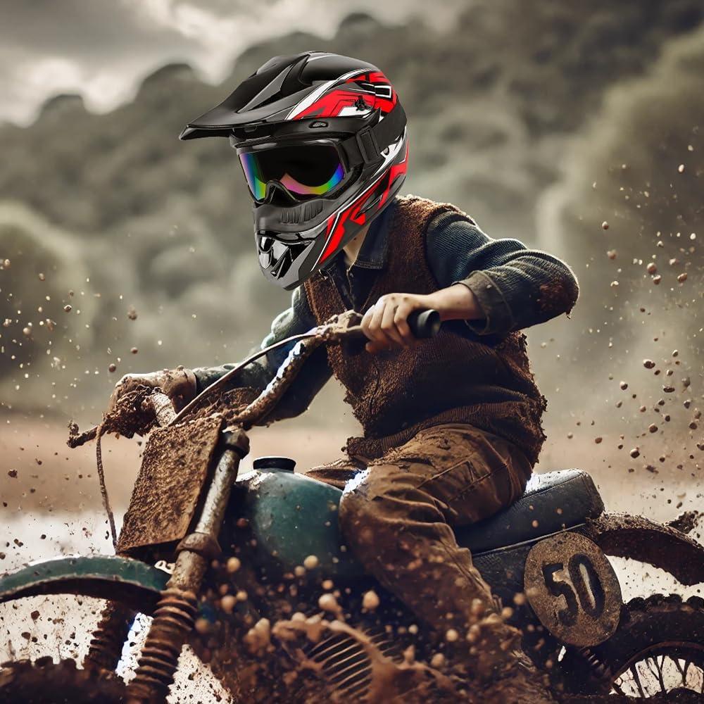 Casco de Motocross Helmelkin Rojo y Azul Unisex 1.70 kg