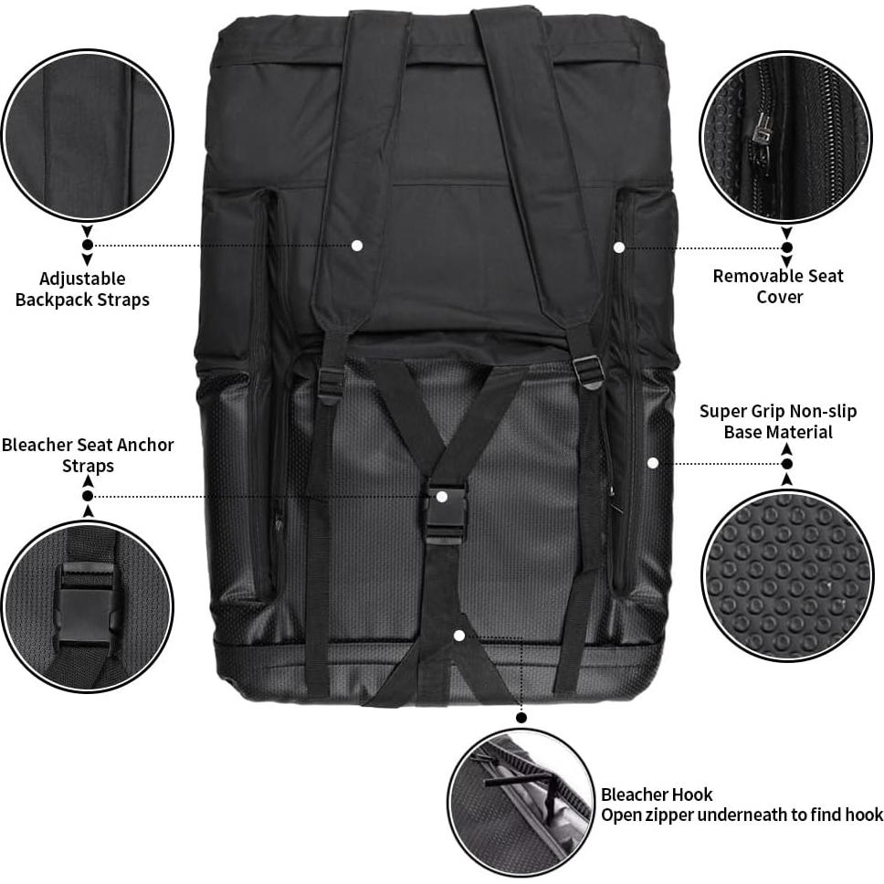 Asiento de Estadio Seamander 2-Pack Negro Acolchado Plegable