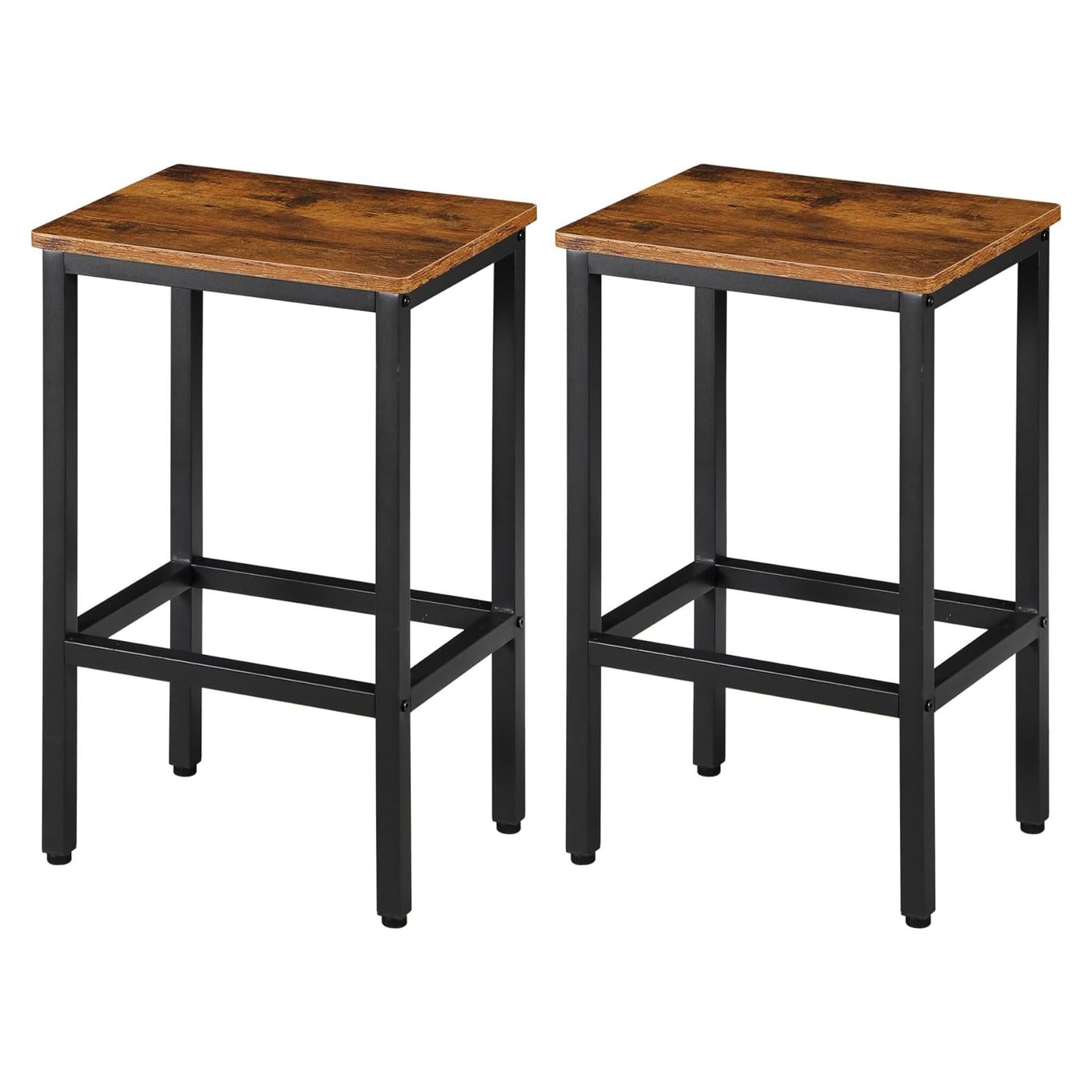 Juego de 2 Taburetes de Bar SUPER DEAL 66 cm Metal y Madera