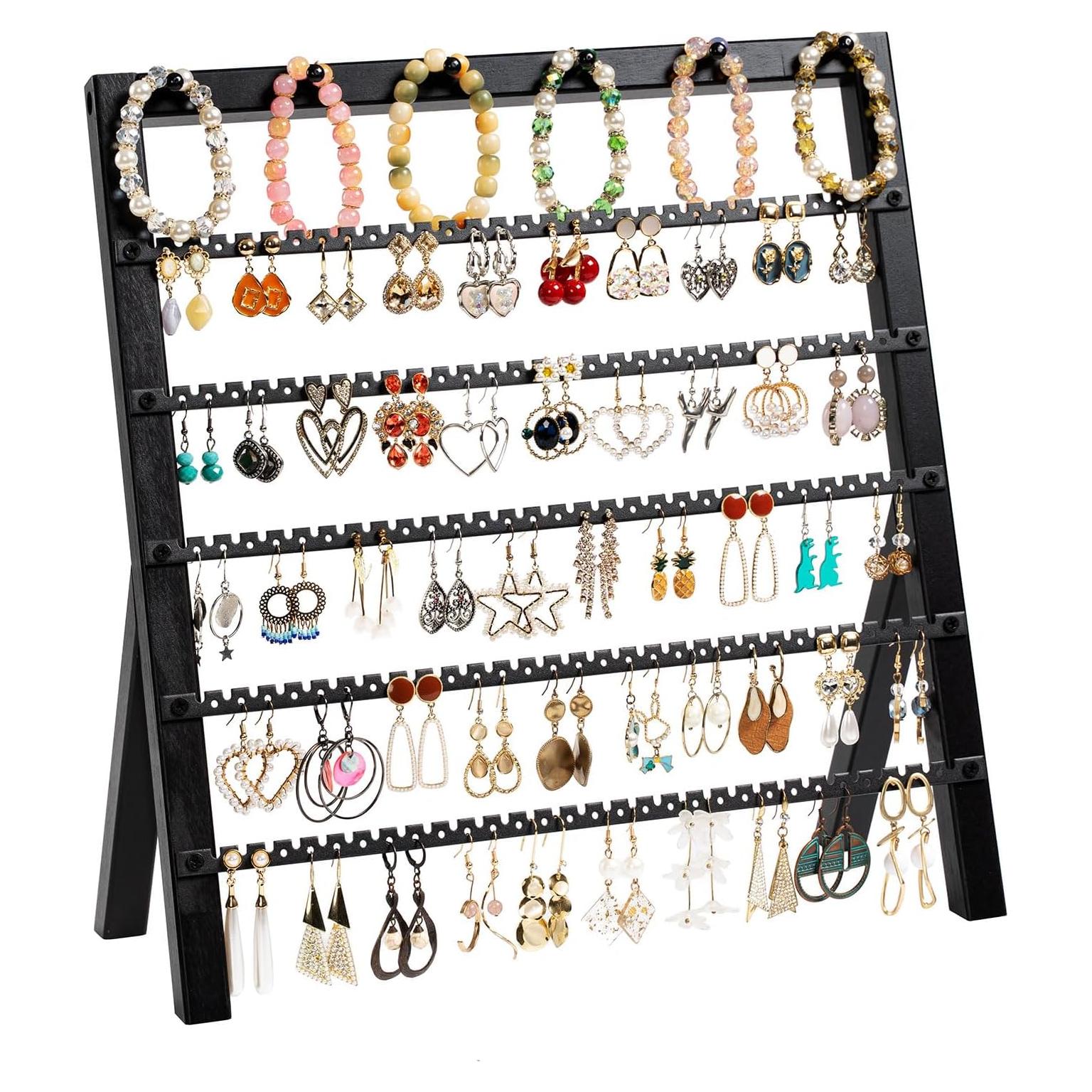 Organizador de Pendientes Emfogo de Madera Rústica 6 Niveles