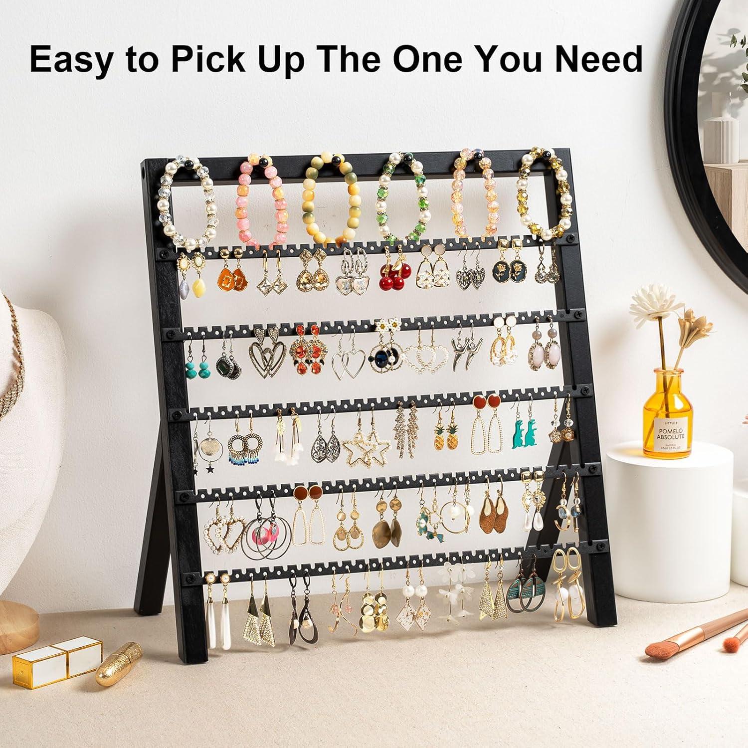 Organizador de Pendientes Emfogo de Madera Rústica 6 Niveles