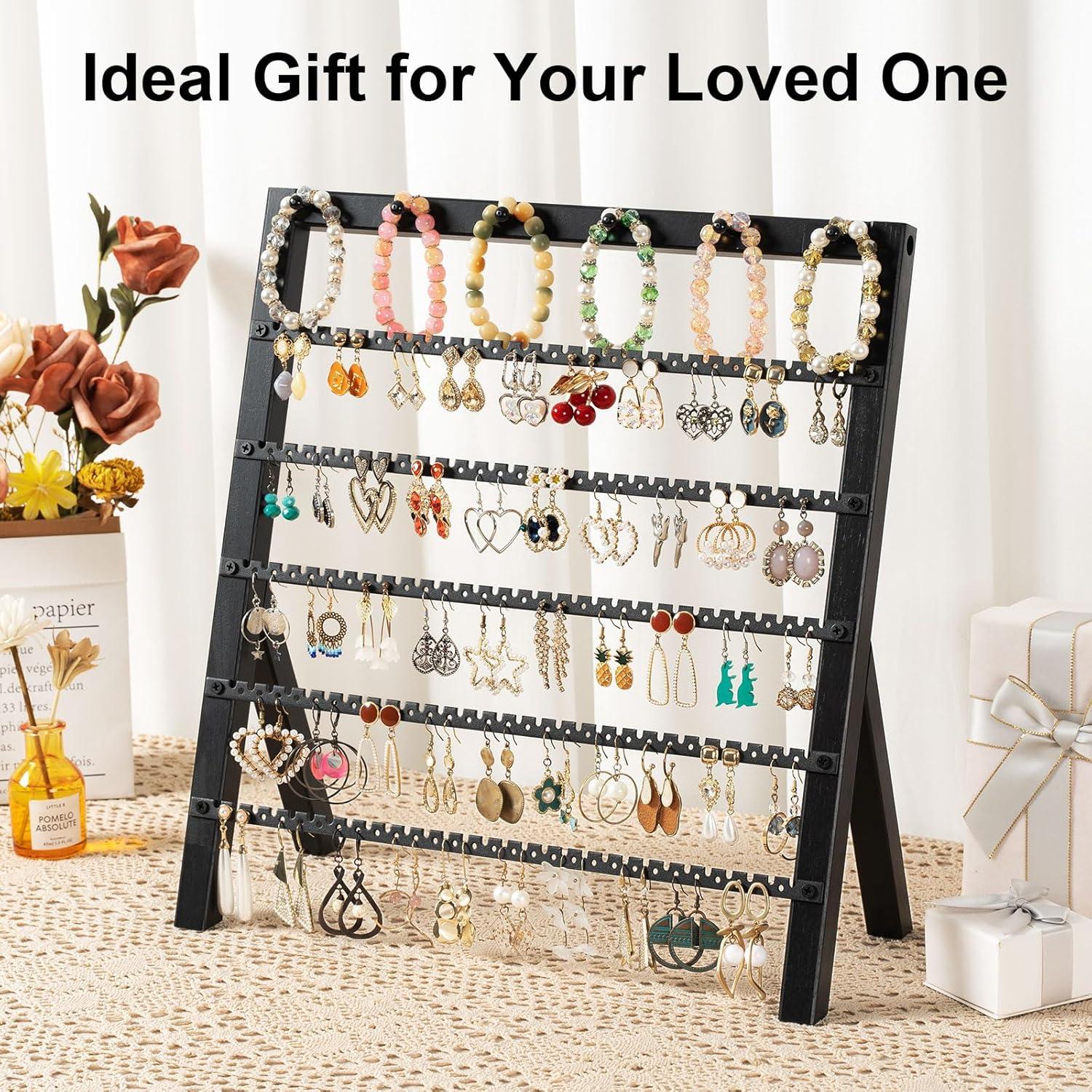 Organizador de Pendientes Emfogo de Madera Rústica 6 Niveles