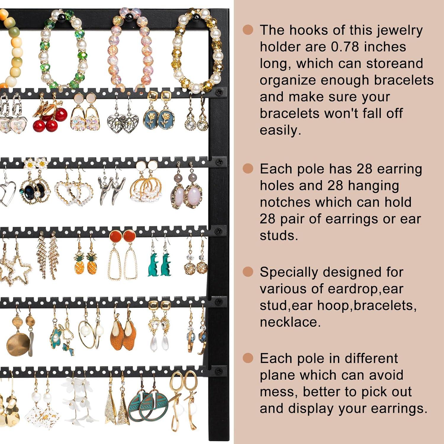 Organizador de Pendientes Emfogo de Madera Rústica 6 Niveles