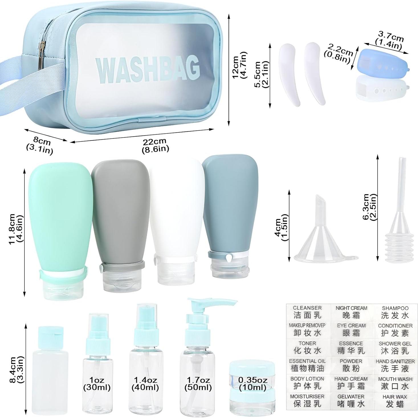 Juego de Botellas de Viaje 18 Piezas DingCo Aprobado TSA