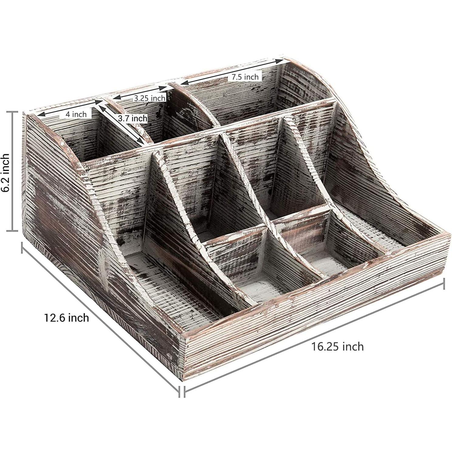 Organizador de Condimentos MyGift de Madera Quemada con 9 Compartimentos