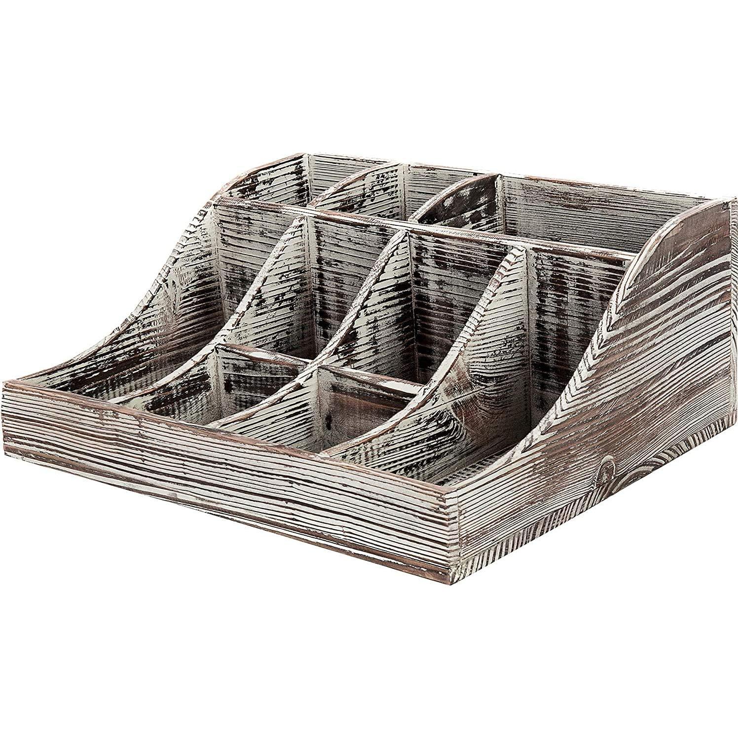 Organizador de Condimentos MyGift de Madera Quemada con 9 Compartimentos