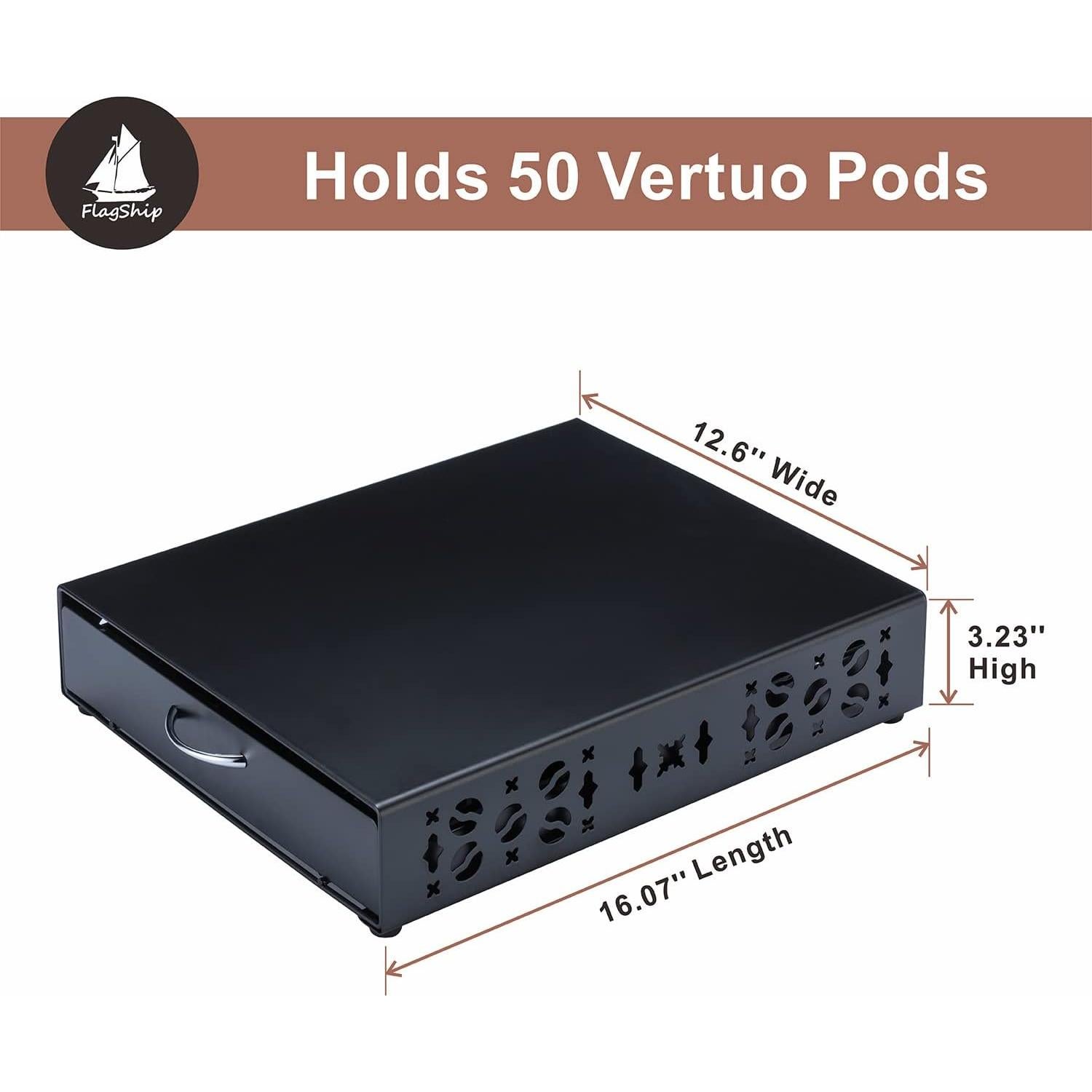 Organizador de Cápsulas Nespresso Vertuo FlagShip - 50 Cápsulas, Metal Negro