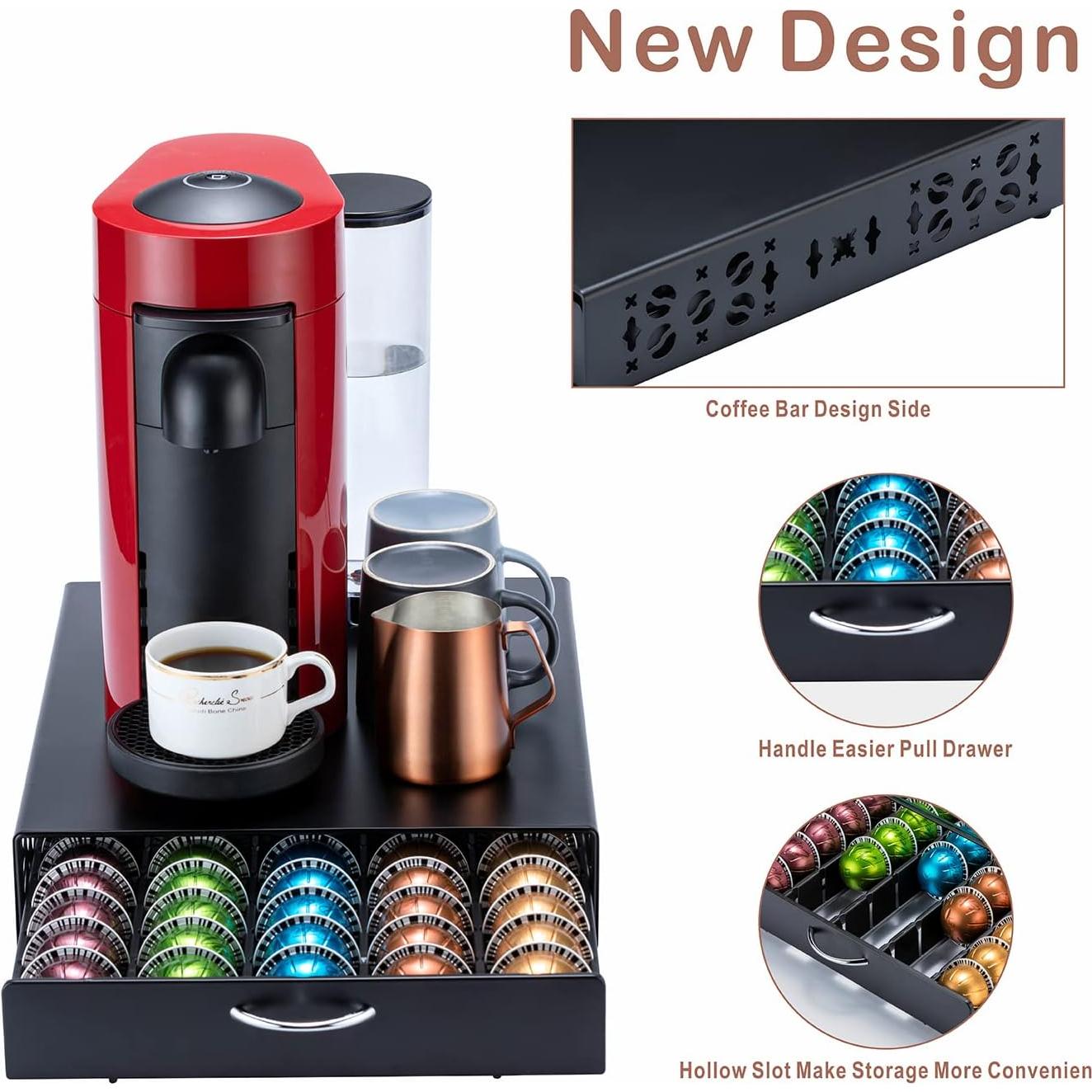 Organizador de Cápsulas Nespresso Vertuo FlagShip - 50 Cápsulas, Metal Negro
