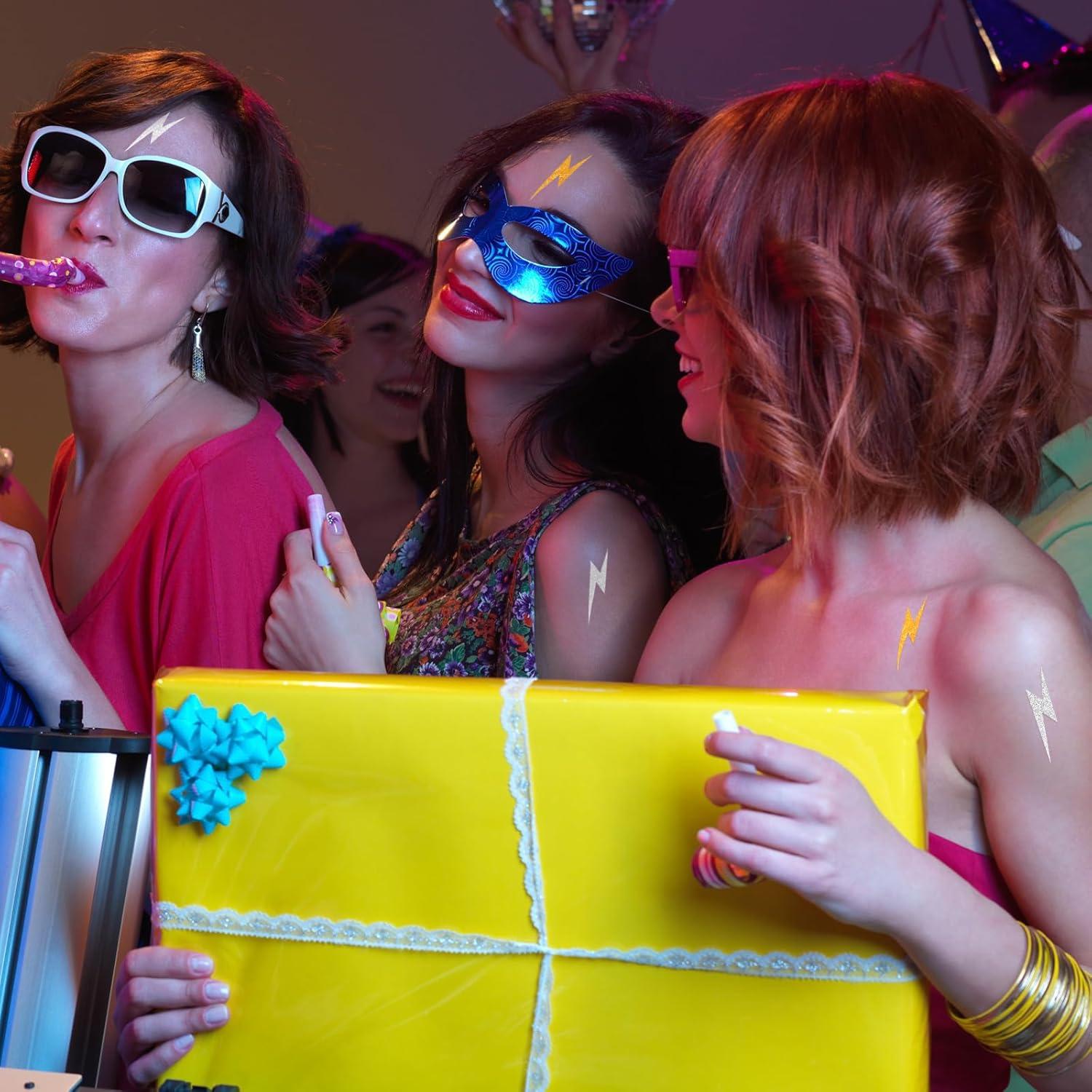 Tatuajes Temporales Cholemy 50 Pcs Relámpago Oro y Plata 5x5cm