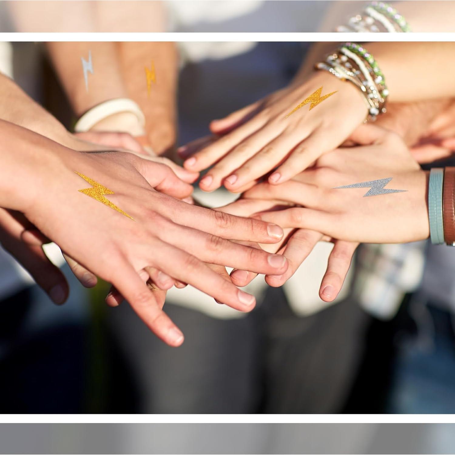 Tatuajes Temporales Cholemy 50 Pcs Relámpago Oro y Plata 5x5cm