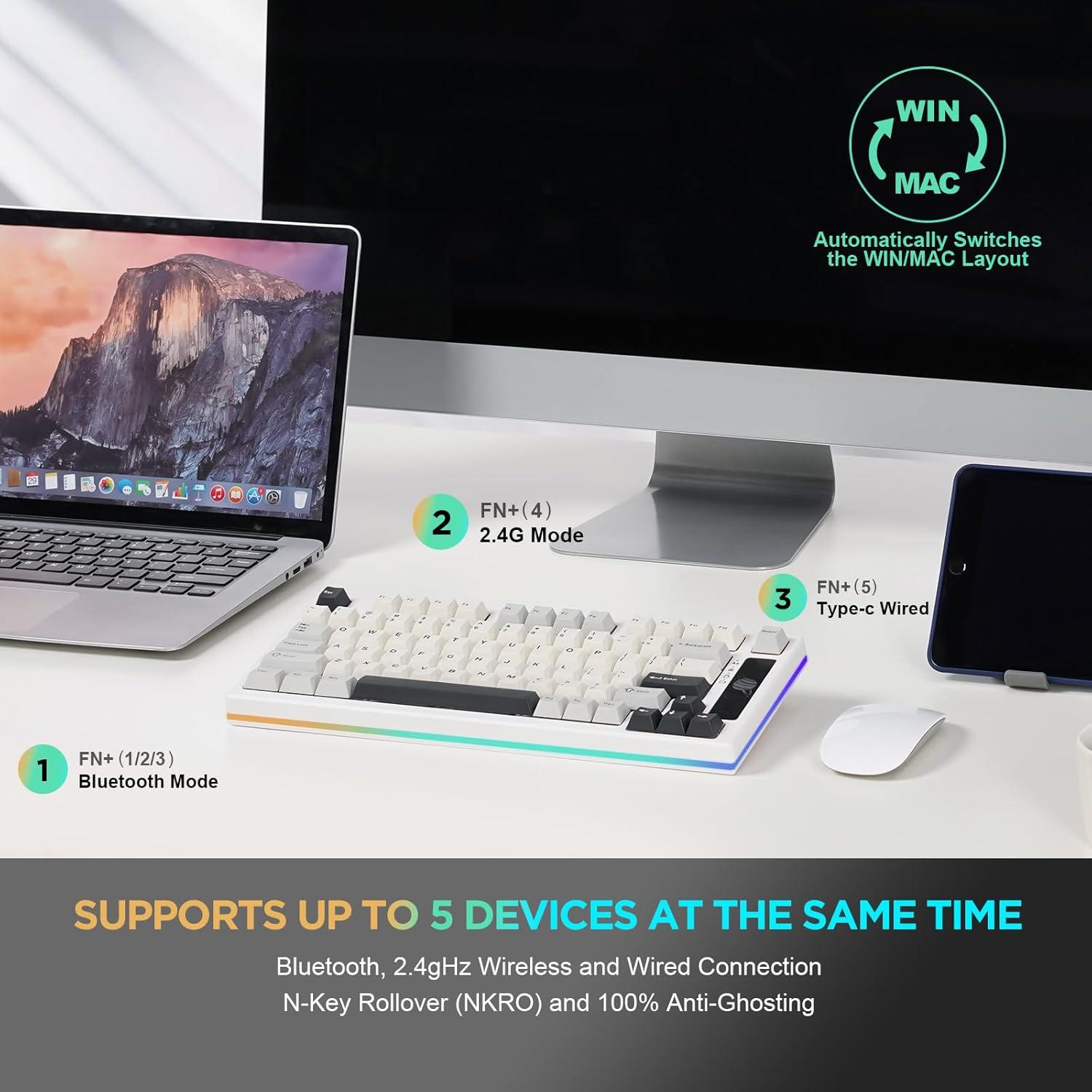 Teclado Mecánico Inalámbrico YUNZII YZ75 75% RGB Gateron G Pro