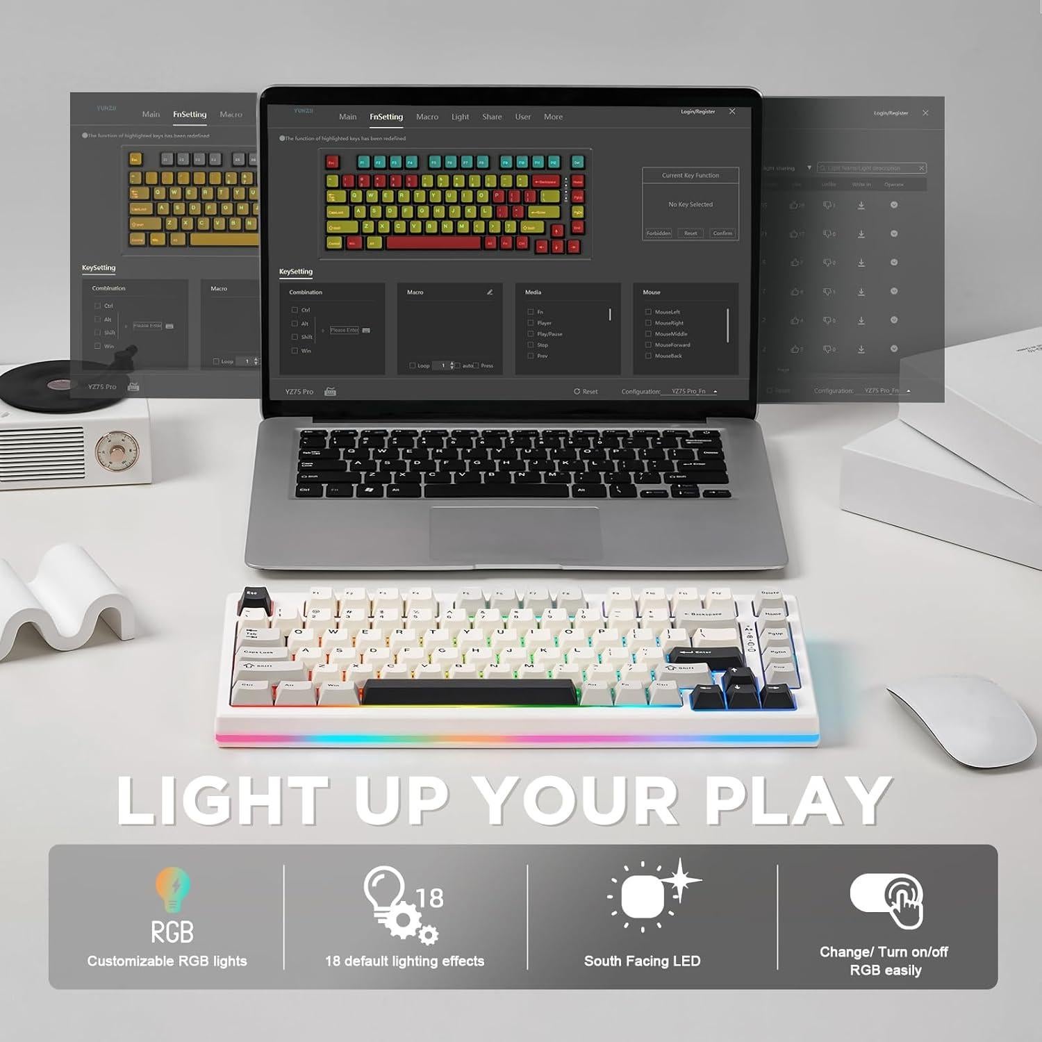 Teclado Mecánico Inalámbrico YUNZII YZ75 75% RGB Gateron G Pro