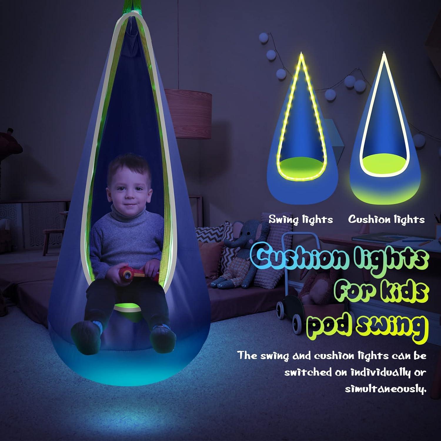 Columpio Pod Iluminado LFSMVT Azul para Niños con Control Remoto