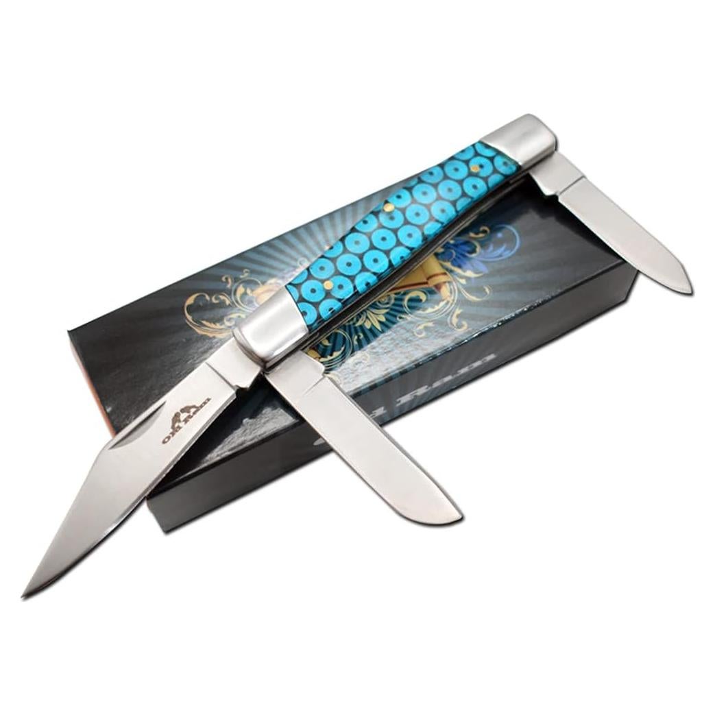 Cuchillo Plegable Old Ram 3 Cuchillas Azul 15.24 cm