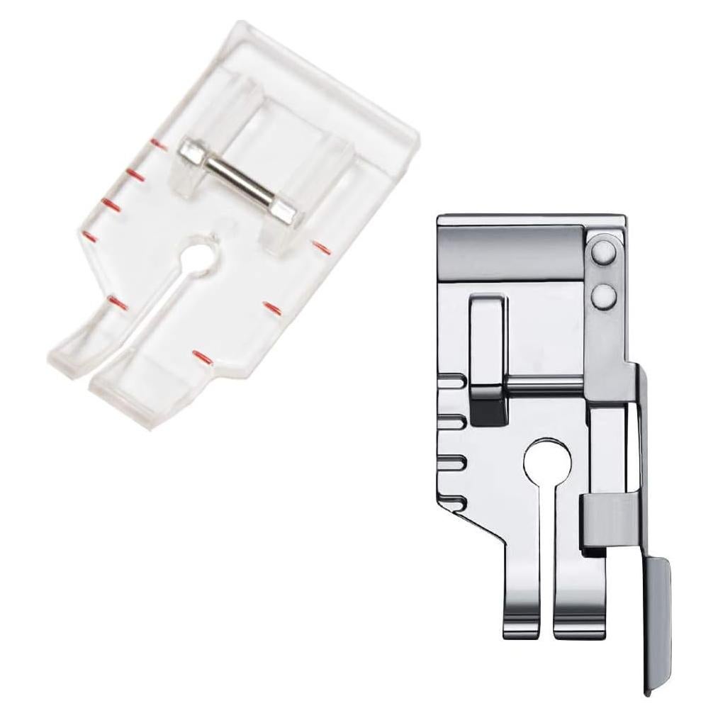 1/4 inch Presser Foot Quilting Patchwork Foot with Edge Guide, 1/4 Inch Clear View Quilting Presser Foot, Fit for Singer Brother Babylock Janome Simplicity Low Shank Sewing Machine（2 pcs）
