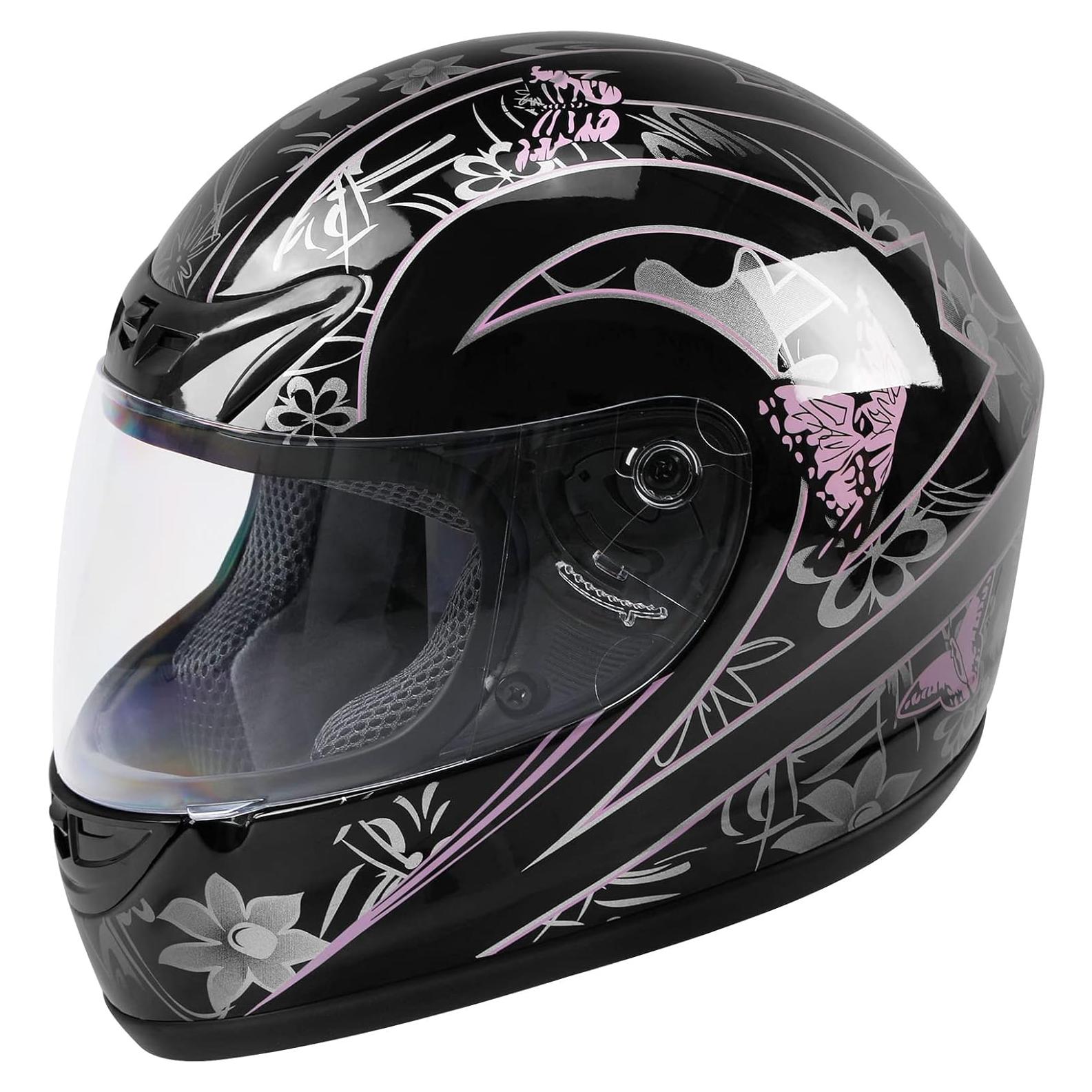 Casco de Motocicleta XFMT HM270203 Grande Mariposa Rosa Negra