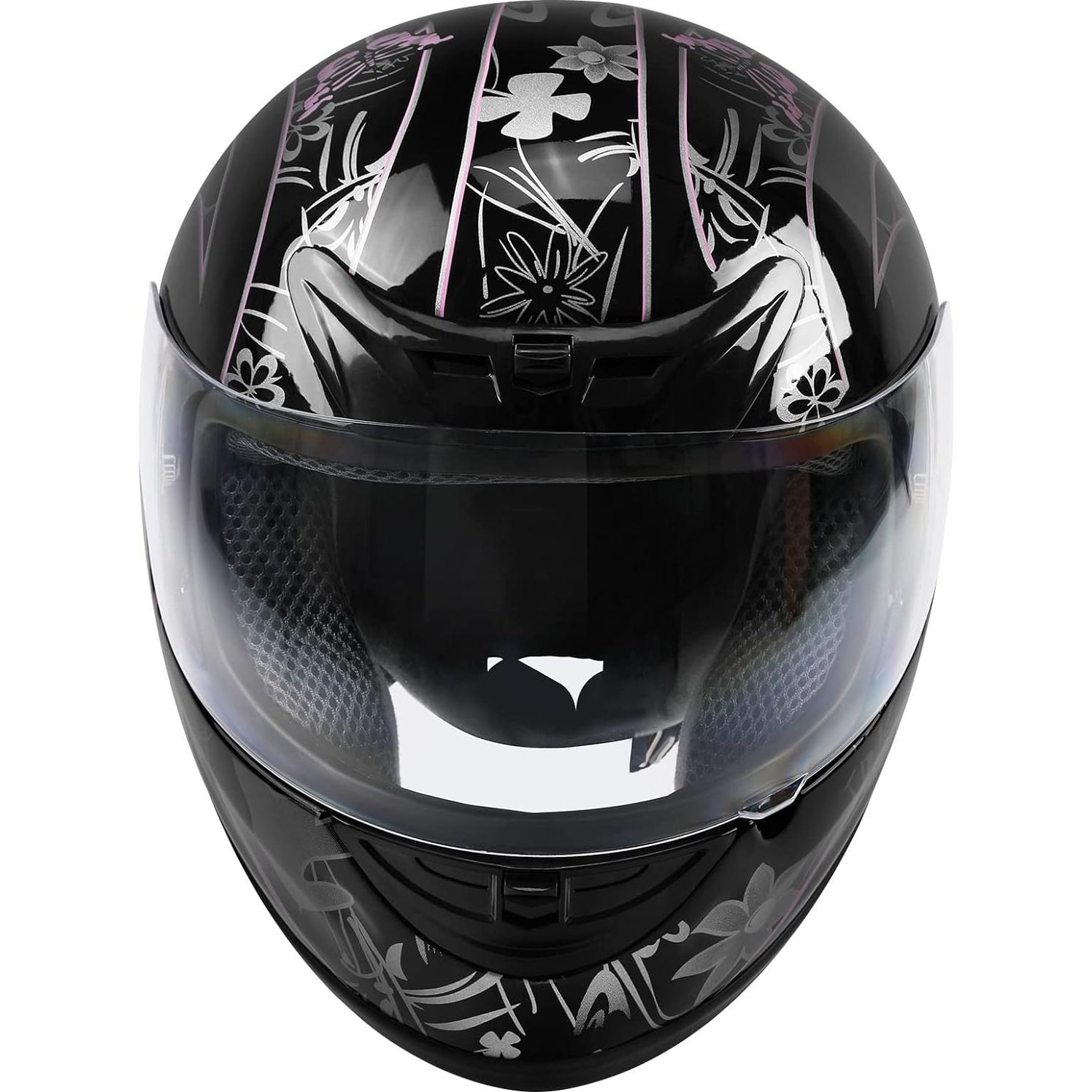 Casco de Motocicleta XFMT HM270203 Grande Mariposa Rosa Negra