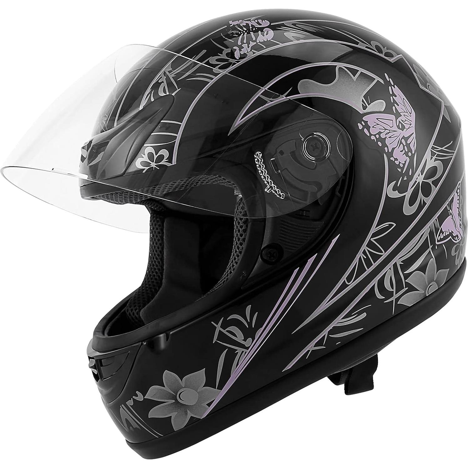 Casco de Motocicleta XFMT HM270203 Grande Mariposa Rosa Negra