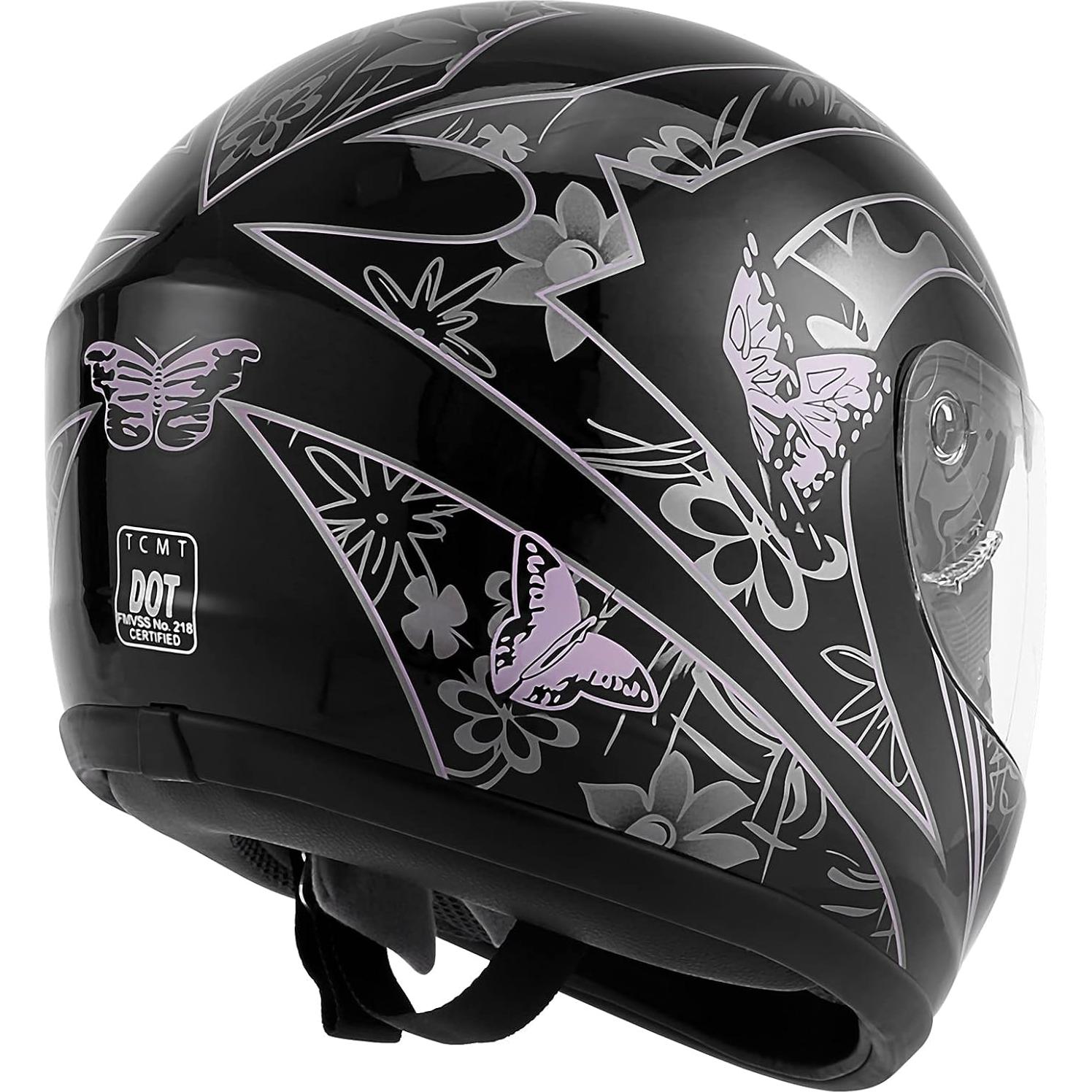 Casco de Motocicleta XFMT HM270203 Grande Mariposa Rosa Negra