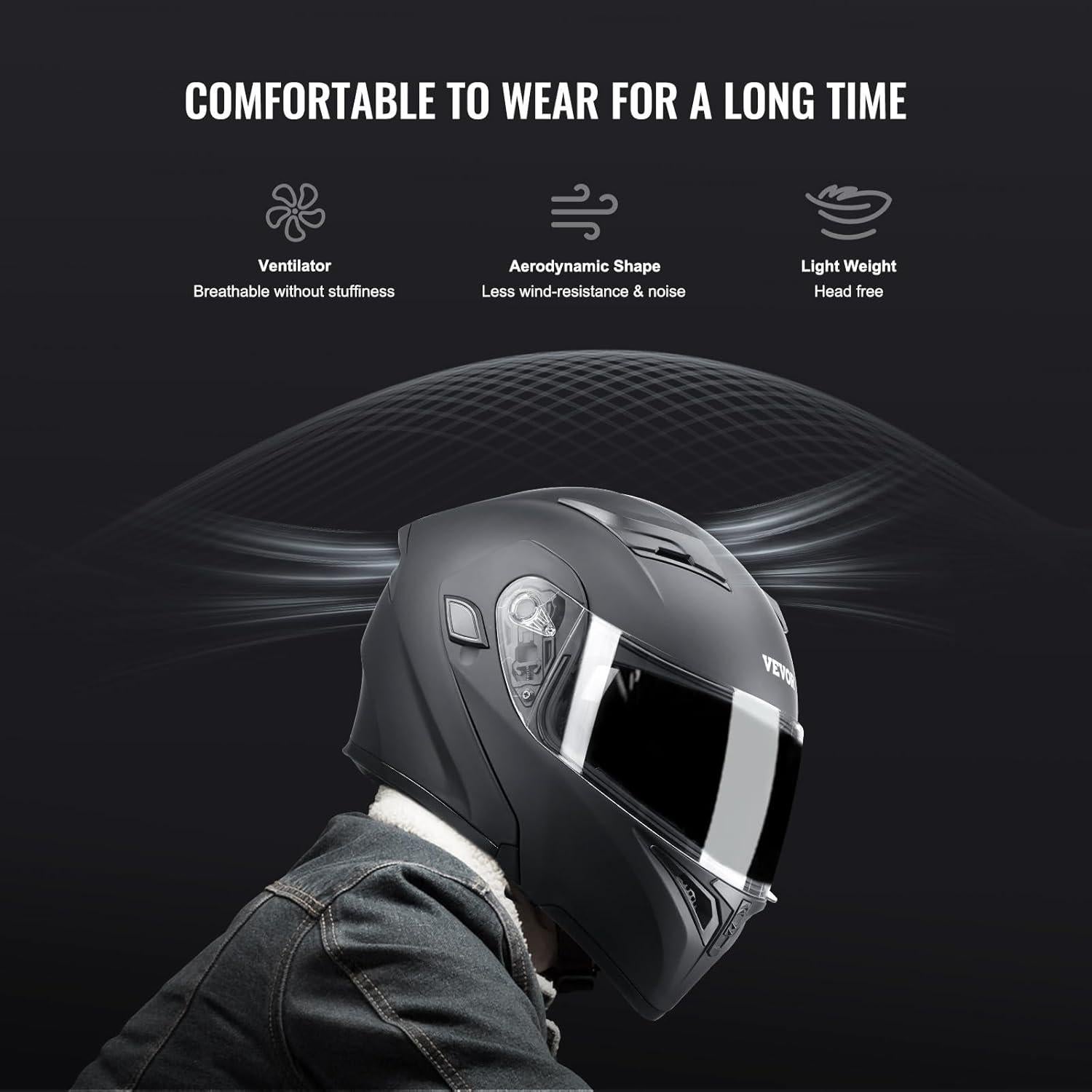 Casco de Motocicleta VEVOR Mediano ABS Doble Visera