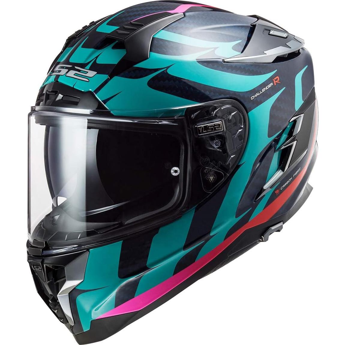Casco LS2 Challenger Carbon Grande Azul Rojo