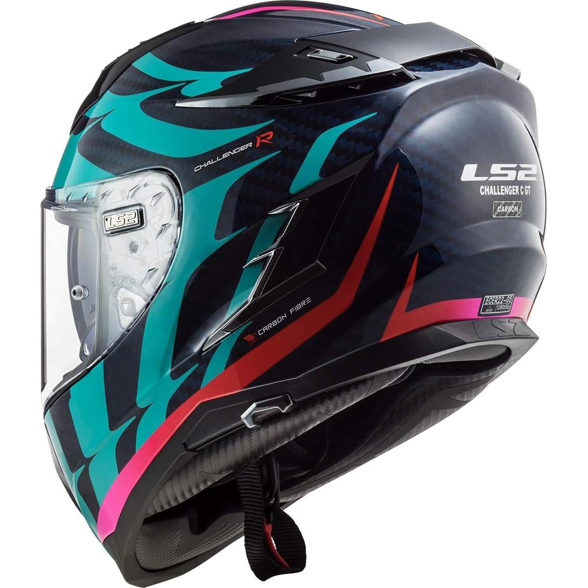 Casco LS2 Challenger Carbon Grande Azul Rojo