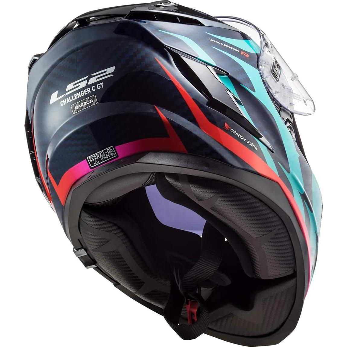 Casco LS2 Challenger Carbon Grande Azul Rojo