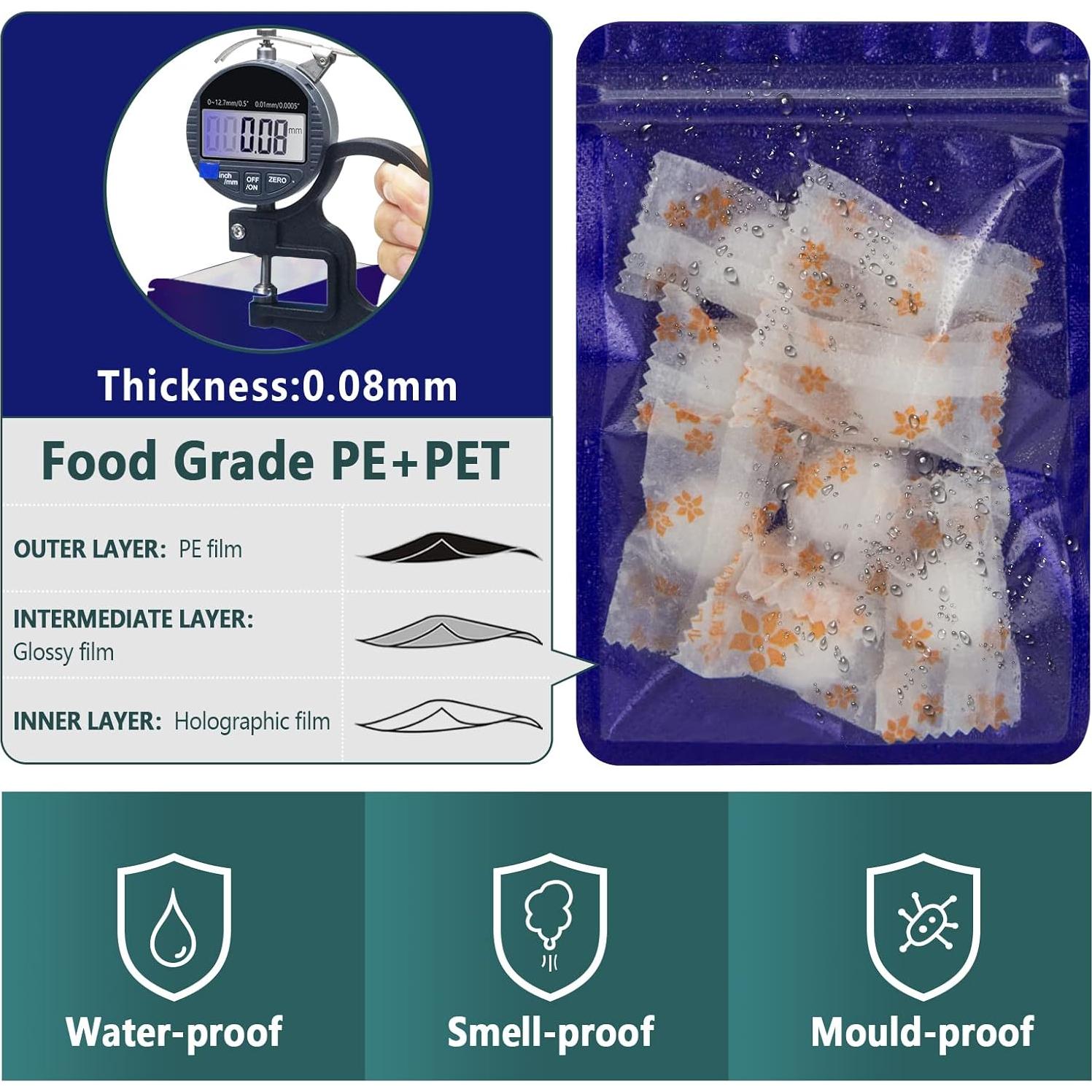 Bolsas Holográficas Reutilizables YOTOZU 100 PCS 7x10 cm