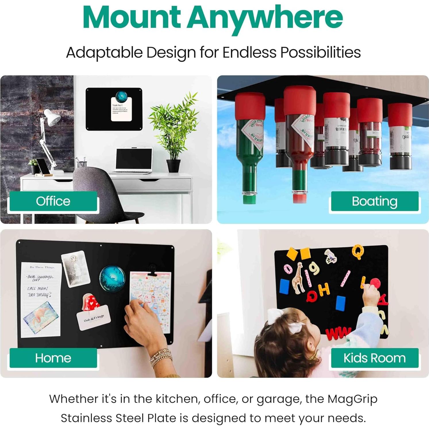 Placa Magnética de Acero Inoxidable MagGrip 44.5x29.2cm