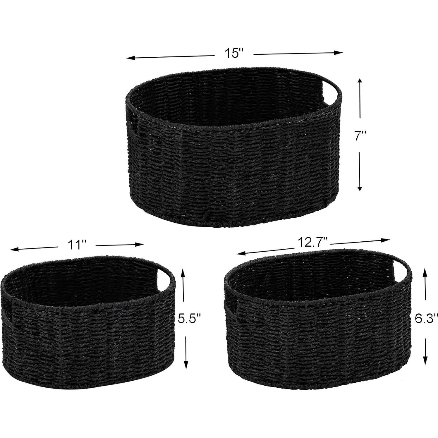 Juego de 3 Cestas de Mimbre Vagusicc Redondas 38.1x30.5 cm