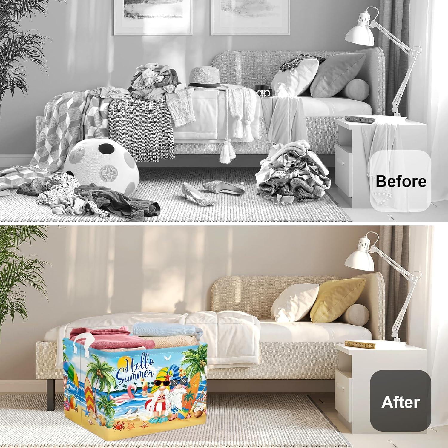 Cesta de Almacenamiento Plegable HUUMONSS 36L Azul Playa