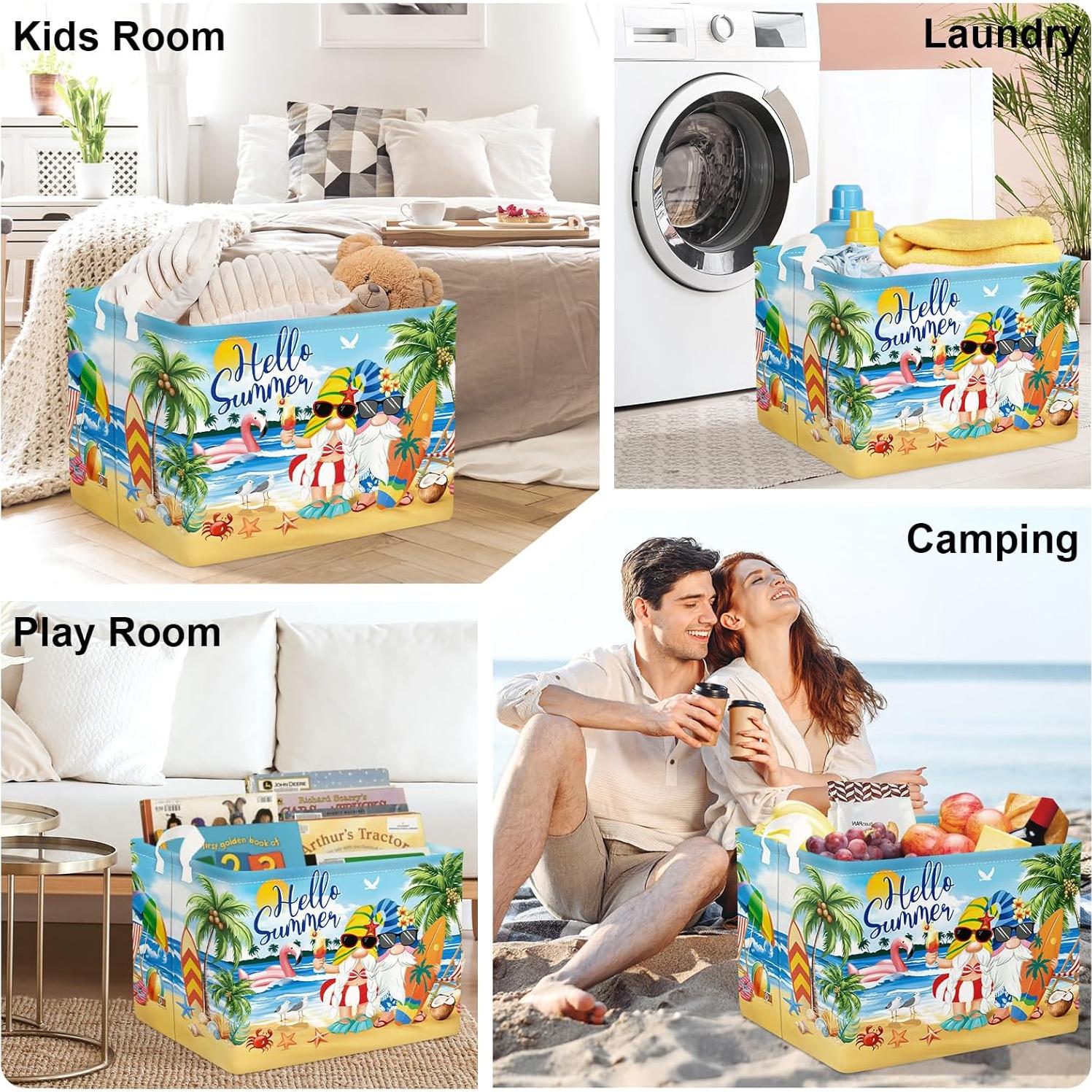 Cesta de Almacenamiento Plegable HUUMONSS 36L Azul Playa