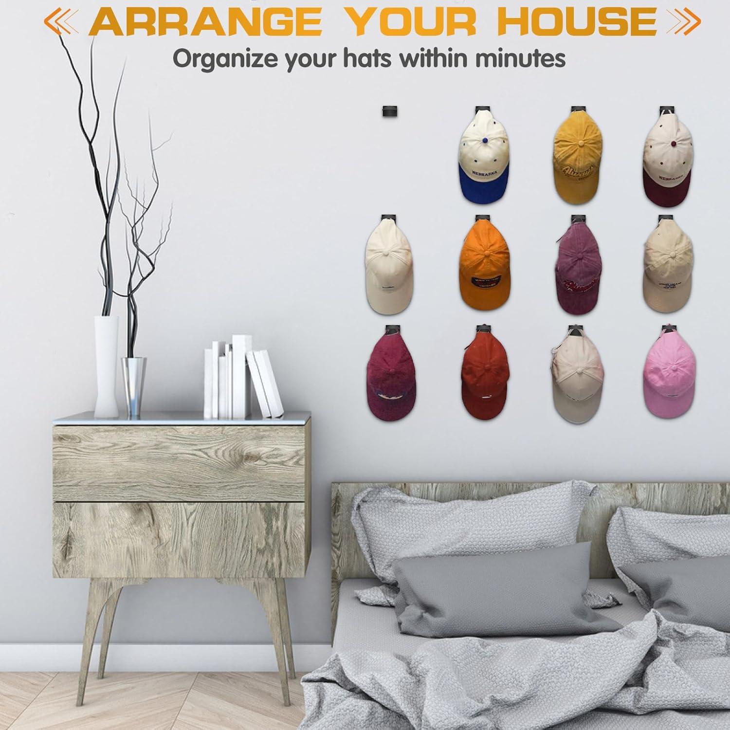 Ganchos Adhesivos para Sombreros Qteeyou 12 PCS Negro Minimalista