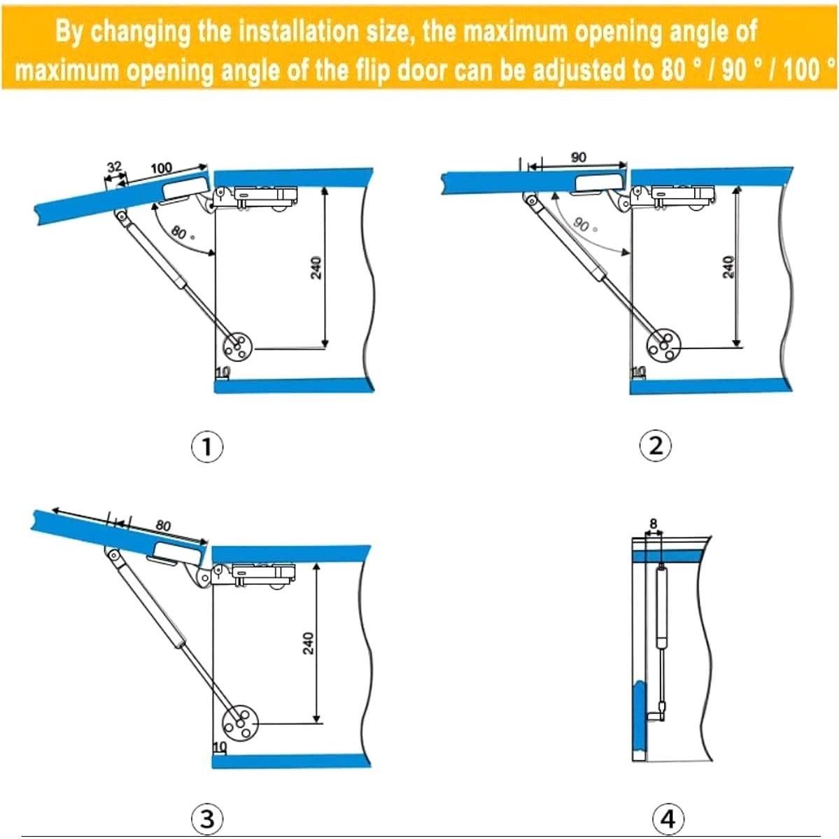 Soporte de Gas Hidráulico JING 6" 50N para Gabinetes - Paquete de 4