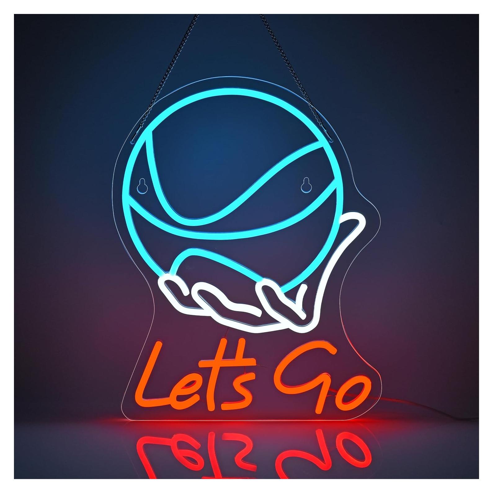 Letrero de Neón Baloncesto 'Vamos' LED 43.2x31.2cm Azul y Rojo