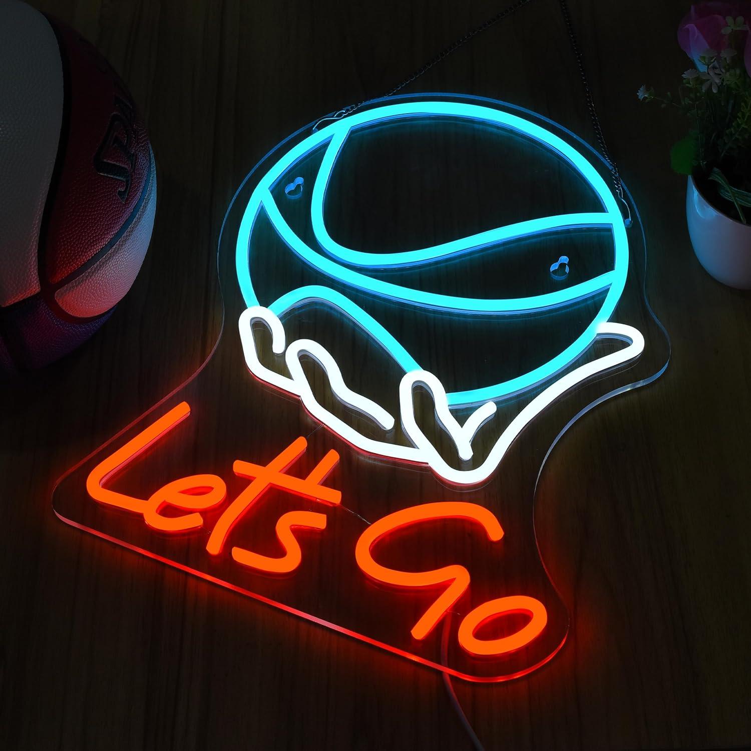 Letrero de Neón Baloncesto 'Vamos' LED 43.2x31.2cm Azul y Rojo