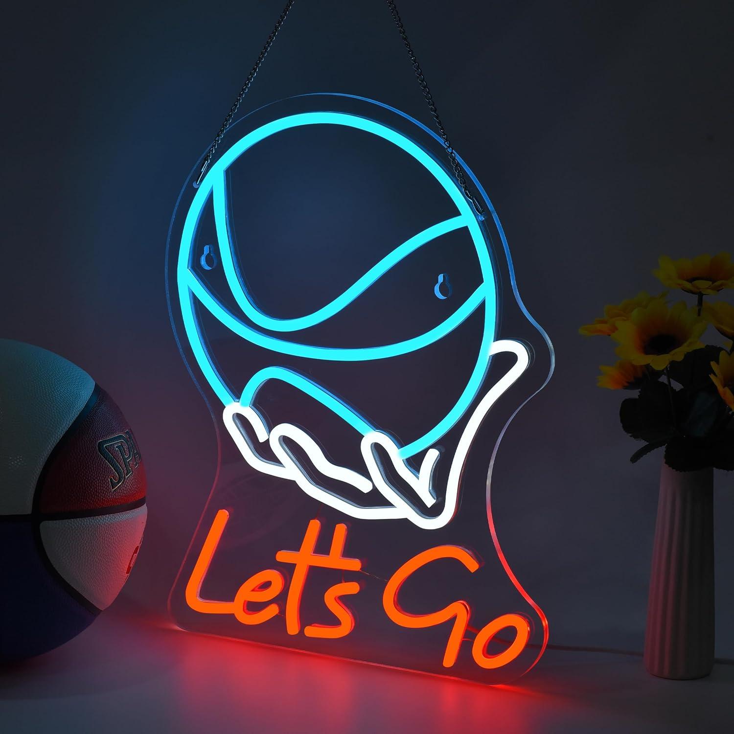 Letrero de Neón Baloncesto 'Vamos' LED 43.2x31.2cm Azul y Rojo