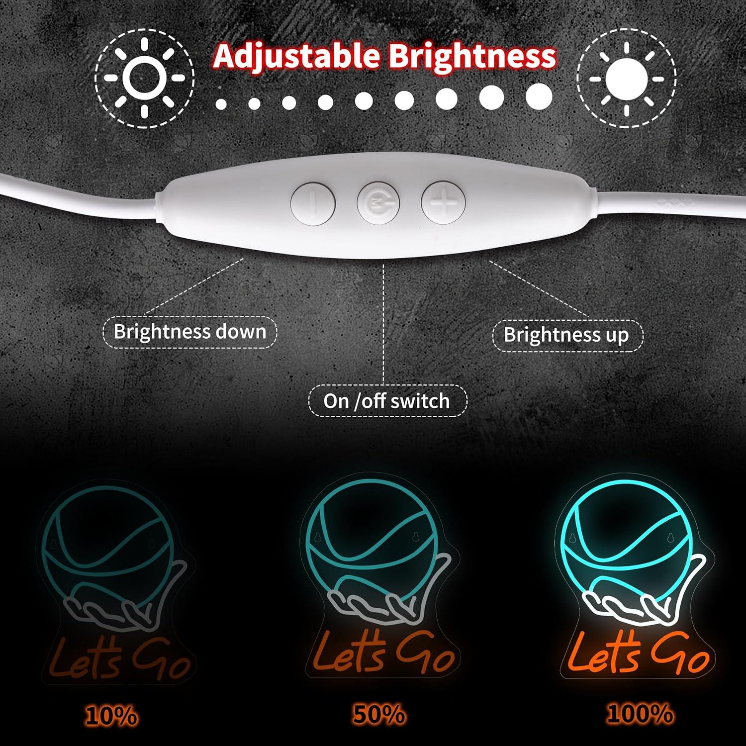 Letrero de Neón Baloncesto 'Vamos' LED 43.2x31.2cm Azul y Rojo