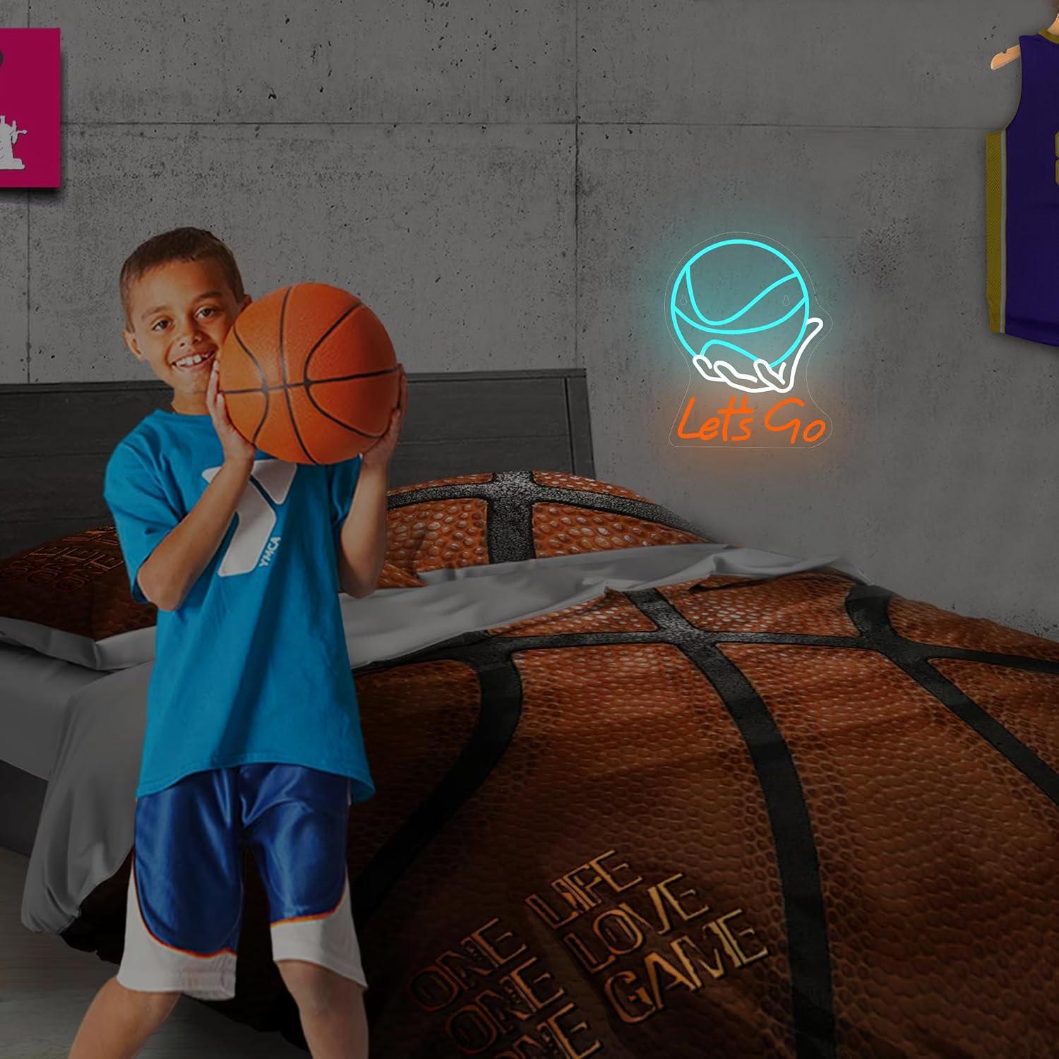 Letrero de Neón Baloncesto 'Vamos' LED 43.2x31.2cm Azul y Rojo