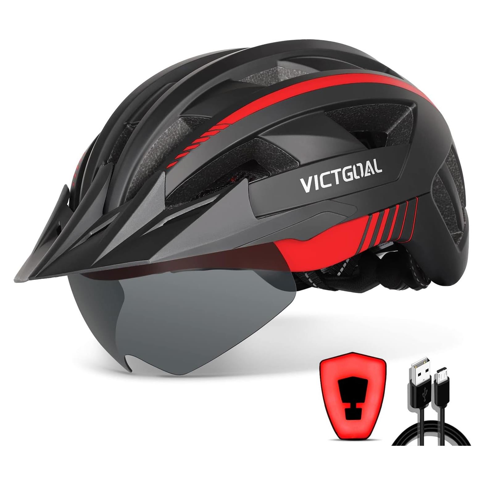 Casco de Bicicleta VICTGOAL VA112 con Luz LED y Gafas