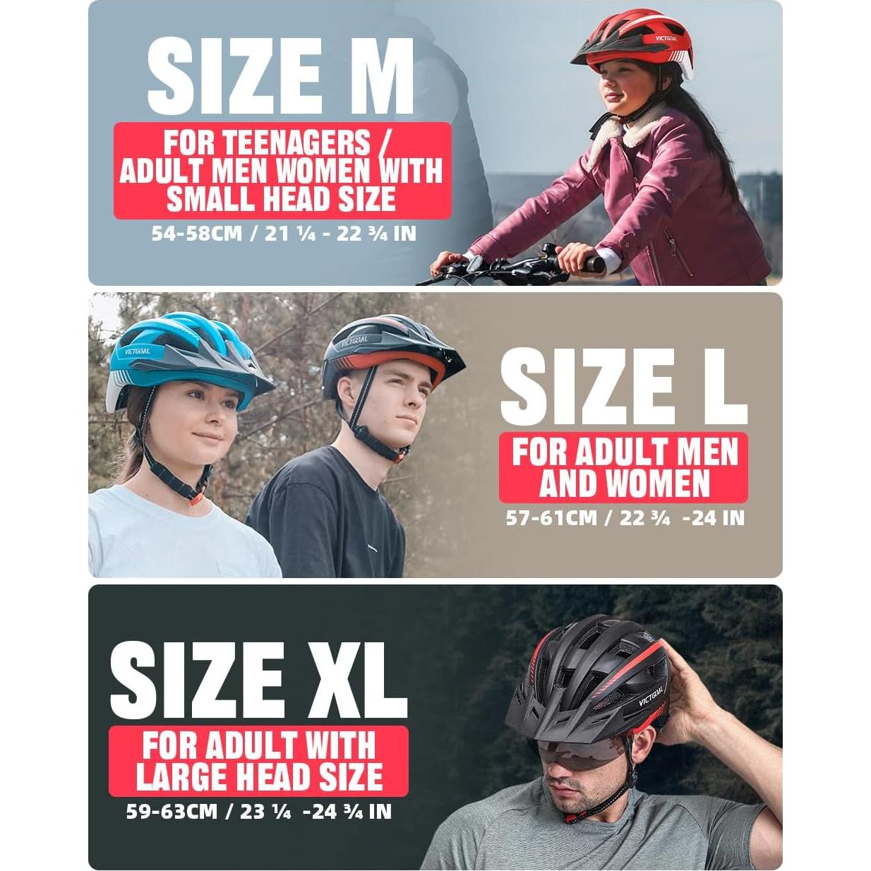 Casco de Bicicleta VICTGOAL VA112 con Luz LED y Gafas