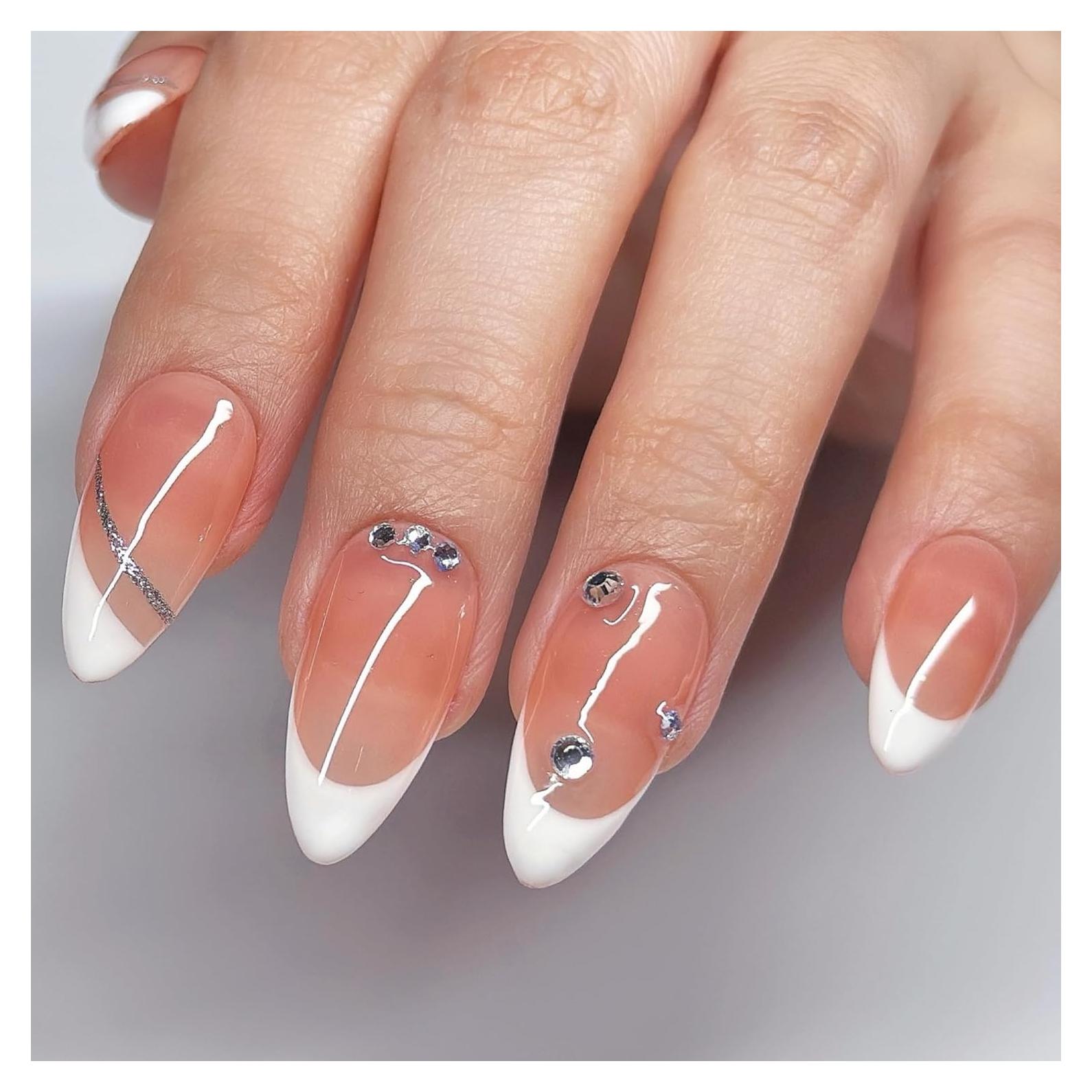 Uñas Postizas Hechas a Mano Sunruby Almendra Melocotón 24 Piezas