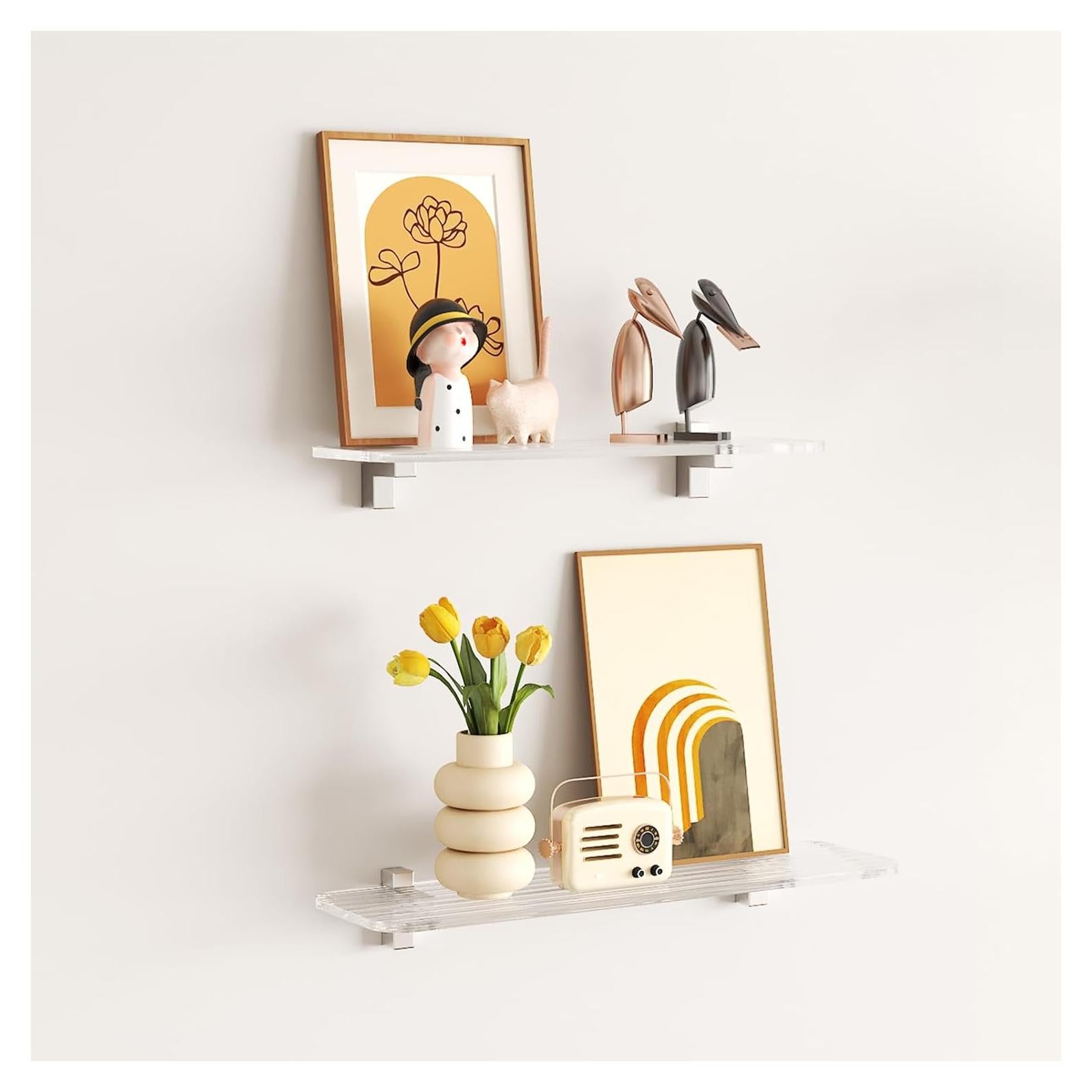 Estante Flotante Acrílico MEISHIDA 35.6x10.2 cm Juego de 2