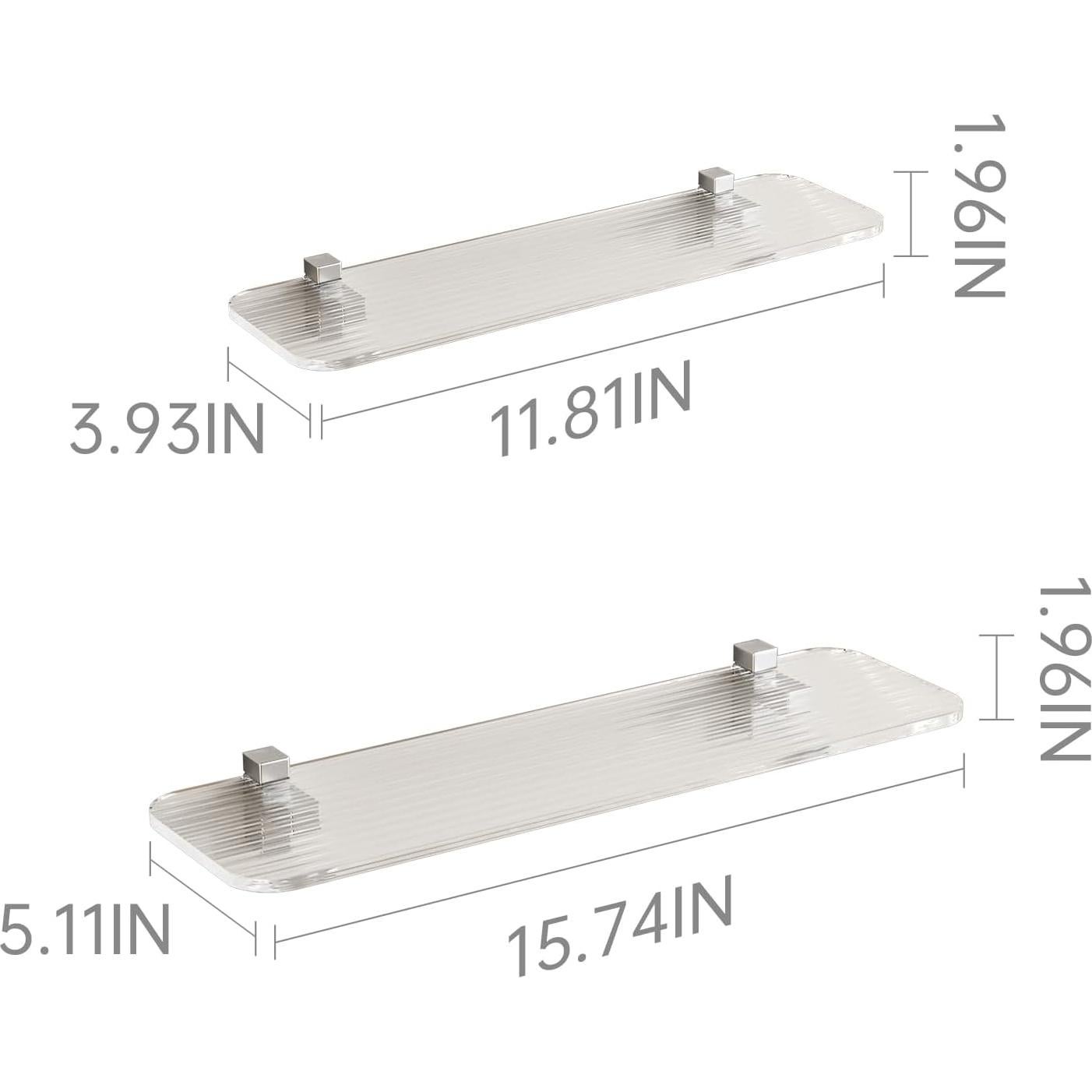 Estante Flotante Acrílico MEISHIDA 35.6x10.2 cm Juego de 2