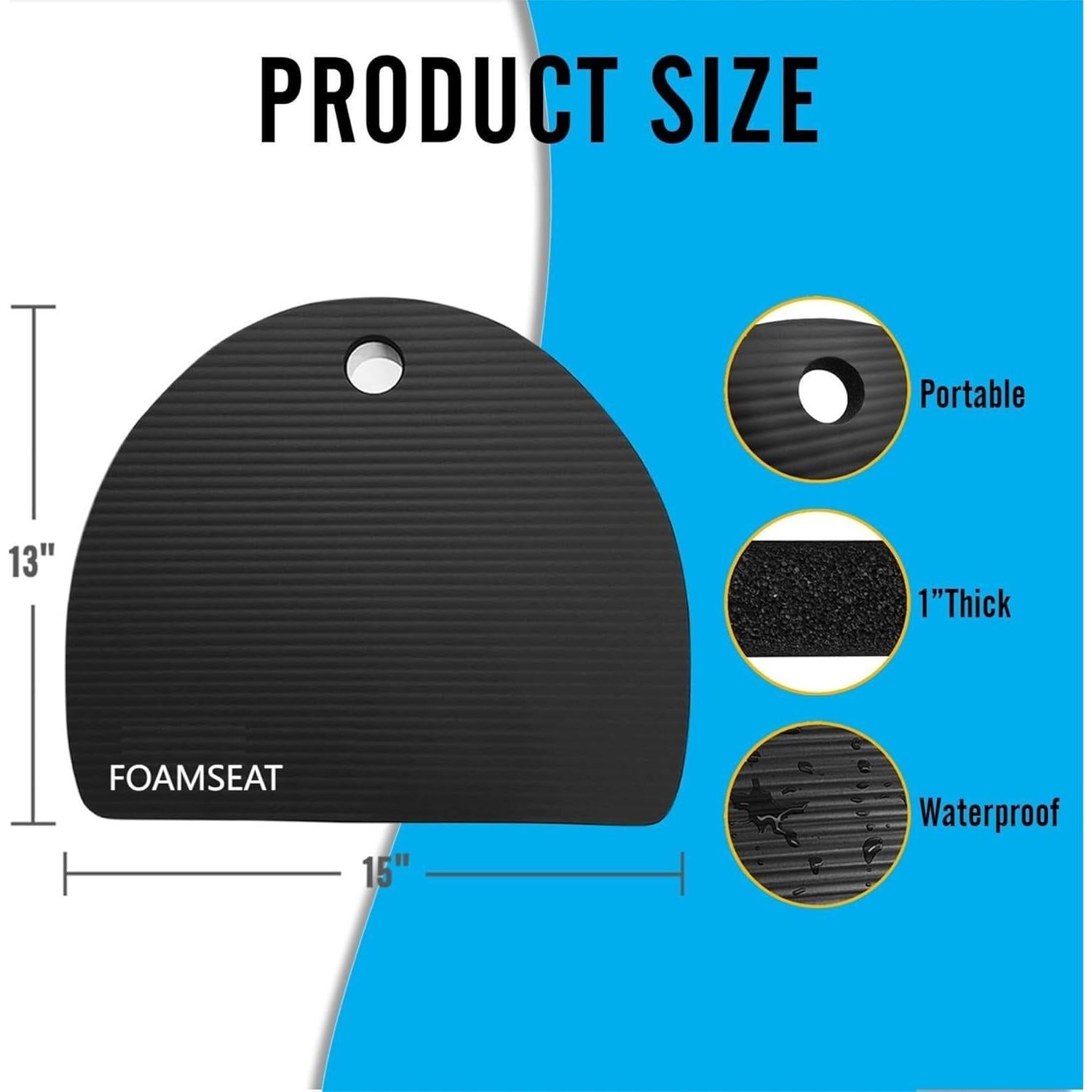 Cojín de Asiento Portátil FOAMSEAT Negro 38x33 cm Impermeable