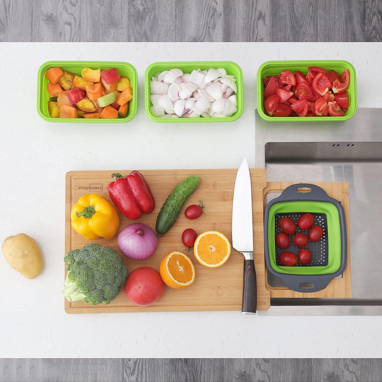 Tabla de Cortar Expandible PYINRUOLI con Contenedores Verde