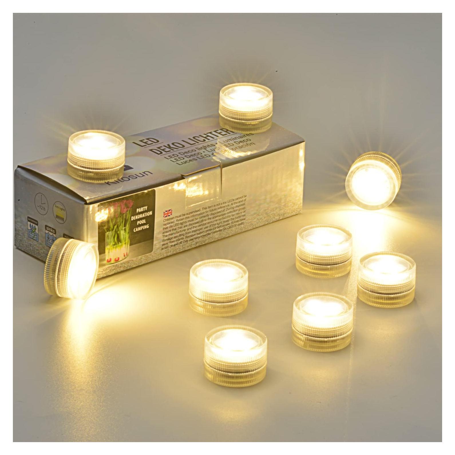 Velas LED Sumergibles Afoosoo - Paquete de 20, 3cm, Blanco Cálido