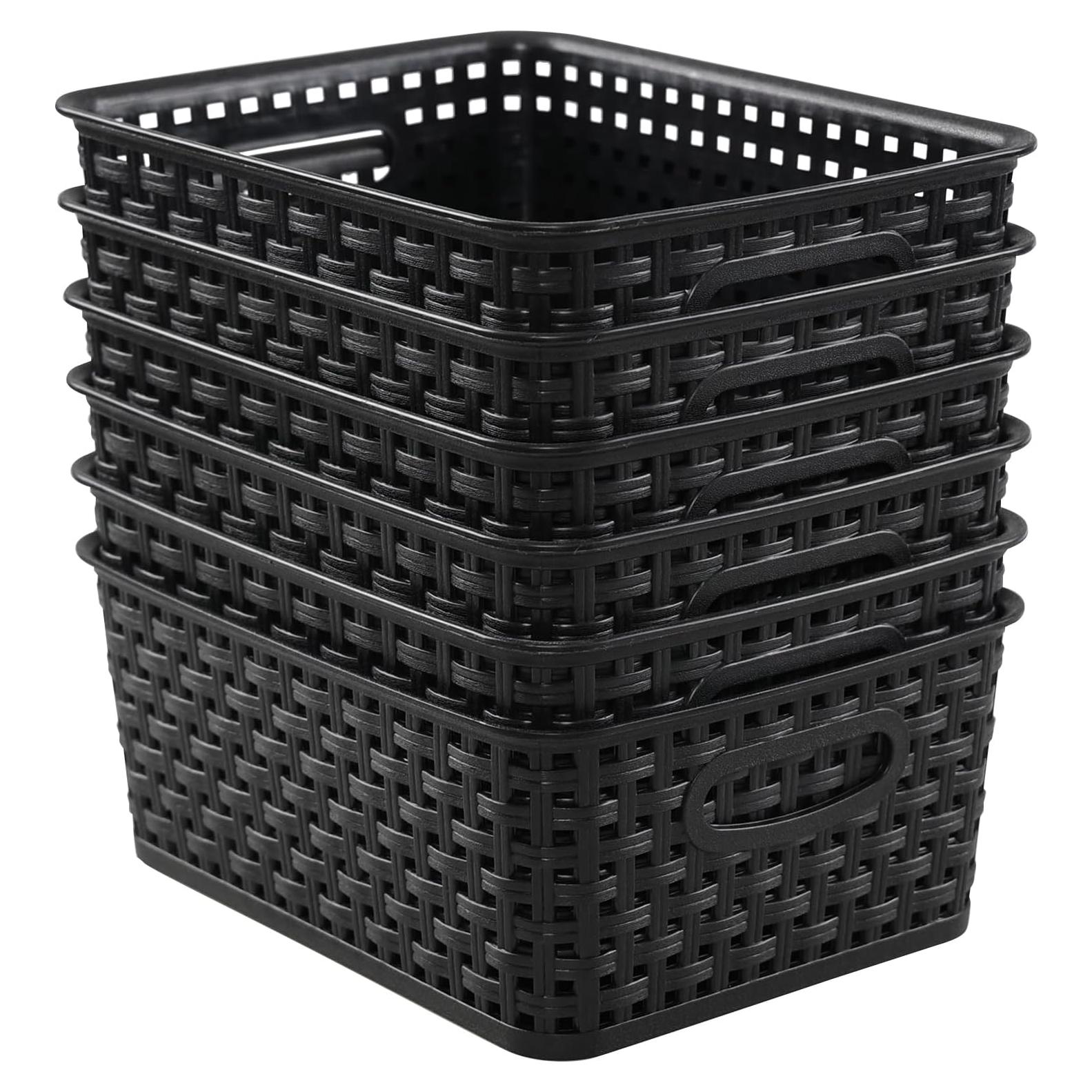 Cestas de Almacenamiento de Plástico Negro Sandmovie - 6 Piezas